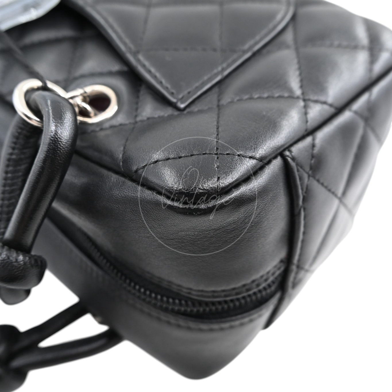 [Pre-owned] Chanel Cambon Ligne Bowler Bag Black Lambskin Leather