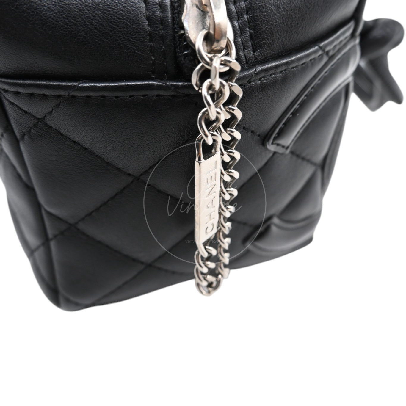 [Pre-owned] Chanel Cambon Ligne Bowler Bag Black Lambskin Leather