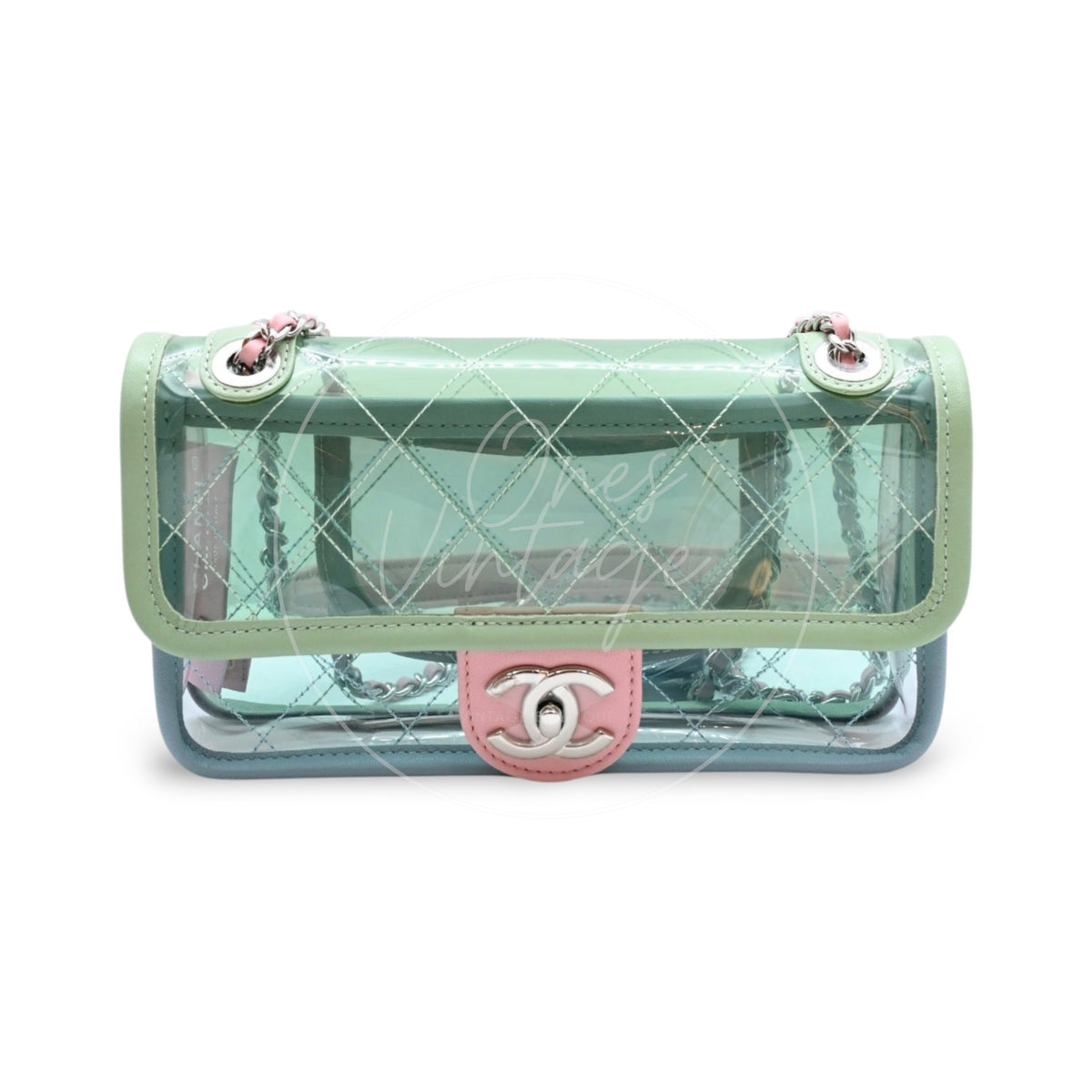Chanel Coco Splash PVC Flap Bag SHW Blue Green Pink  Series 25