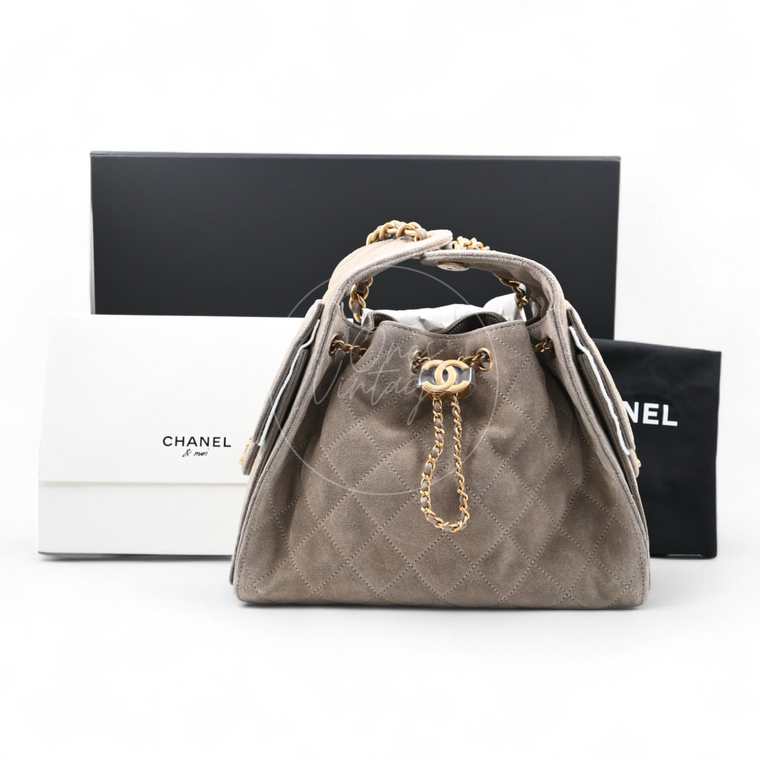 [Unused] Chanel 25 Bag Small Gray Suede GHW