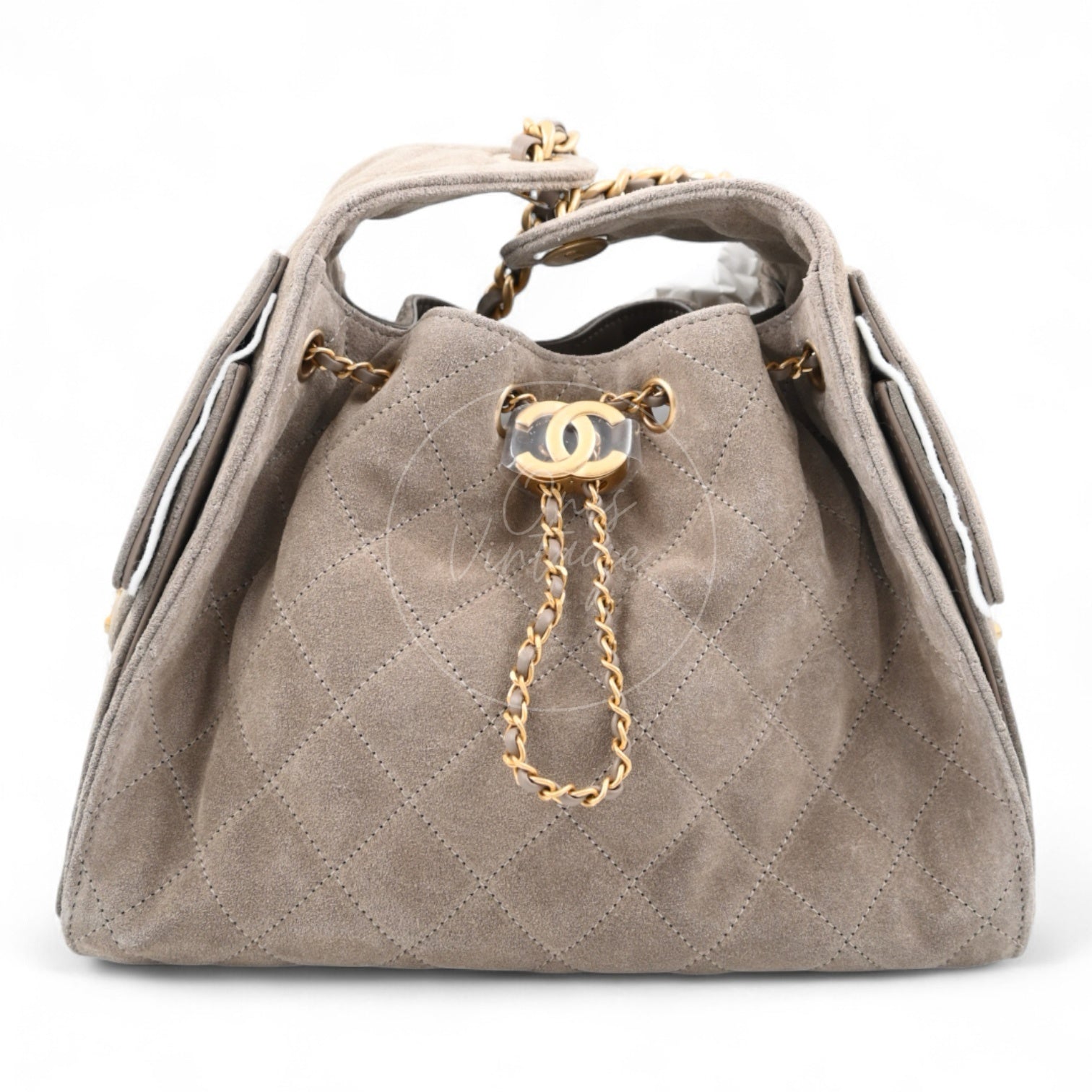 [Unused] Chanel 25 Bag Small Gray Suede GHW