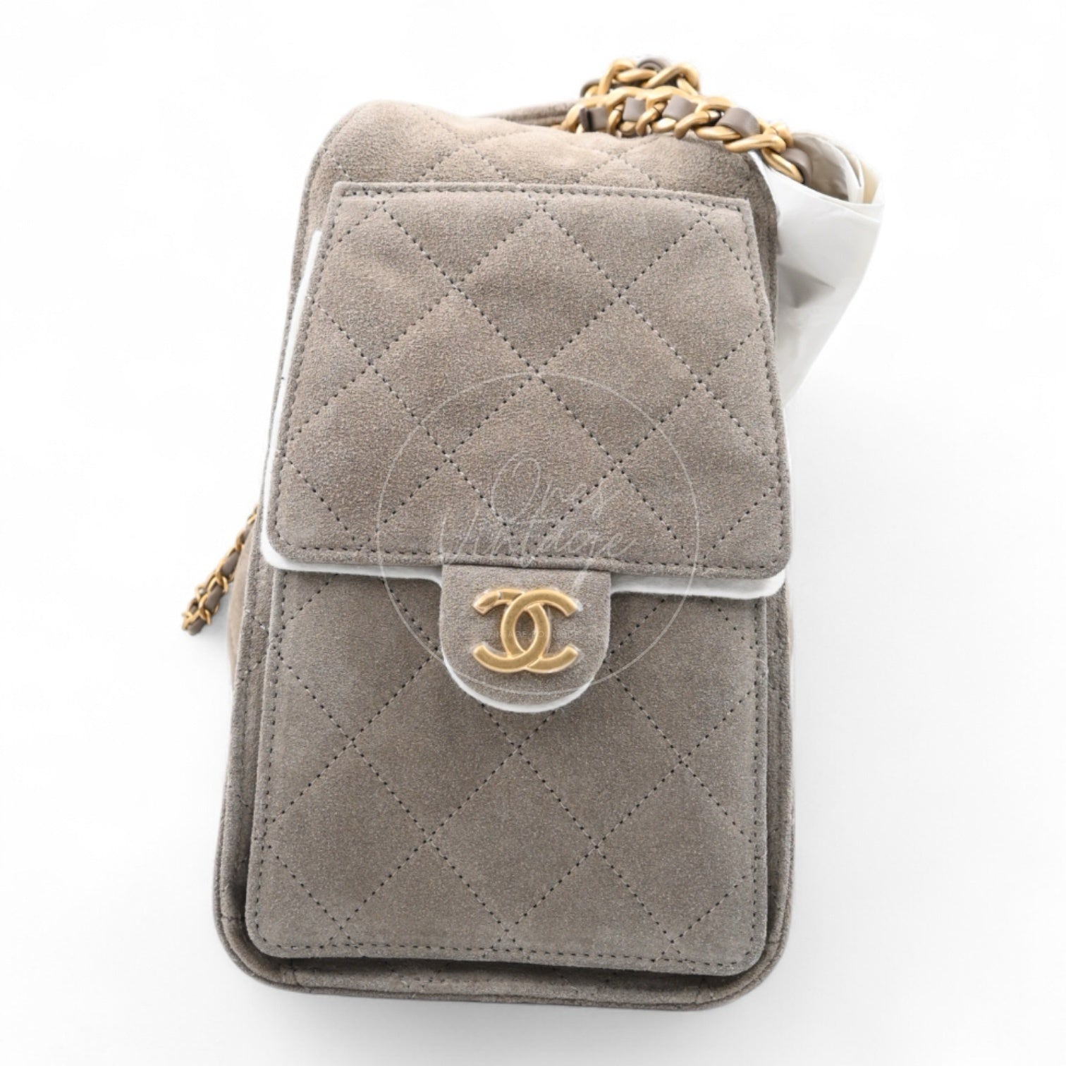 [Unused] Chanel 25 Bag Small Gray Suede GHW