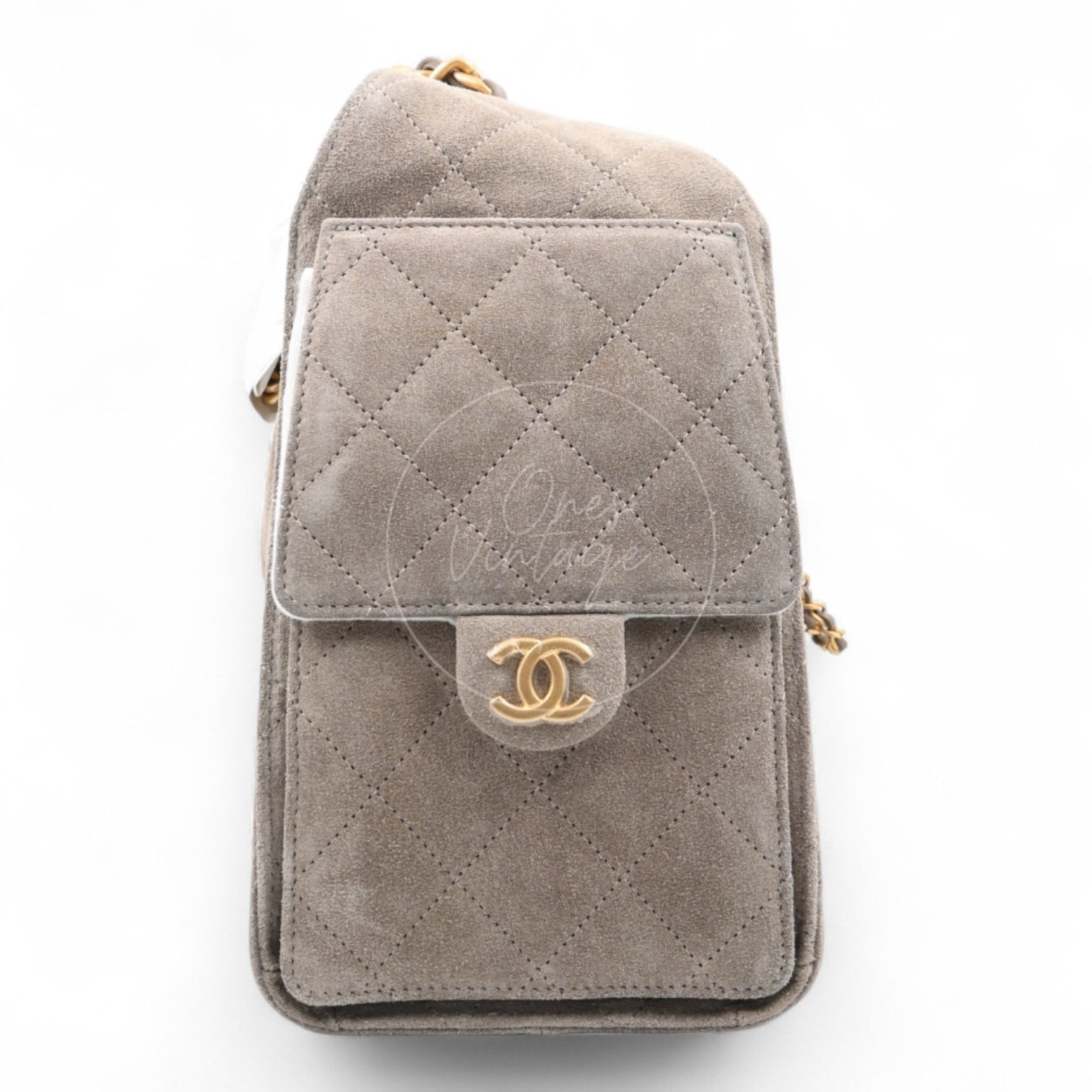 [Unused] Chanel 25 Bag Small Gray Suede GHW