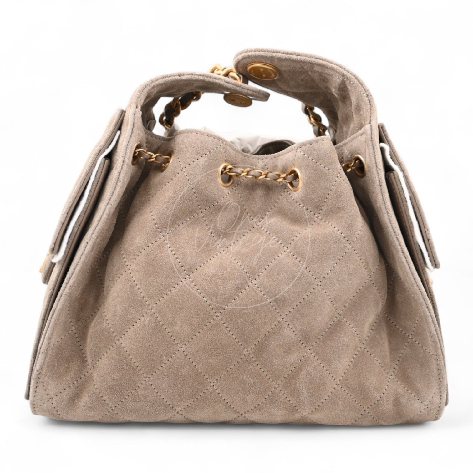 [Unused] Chanel 25 Bag Small Gray Suede GHW
