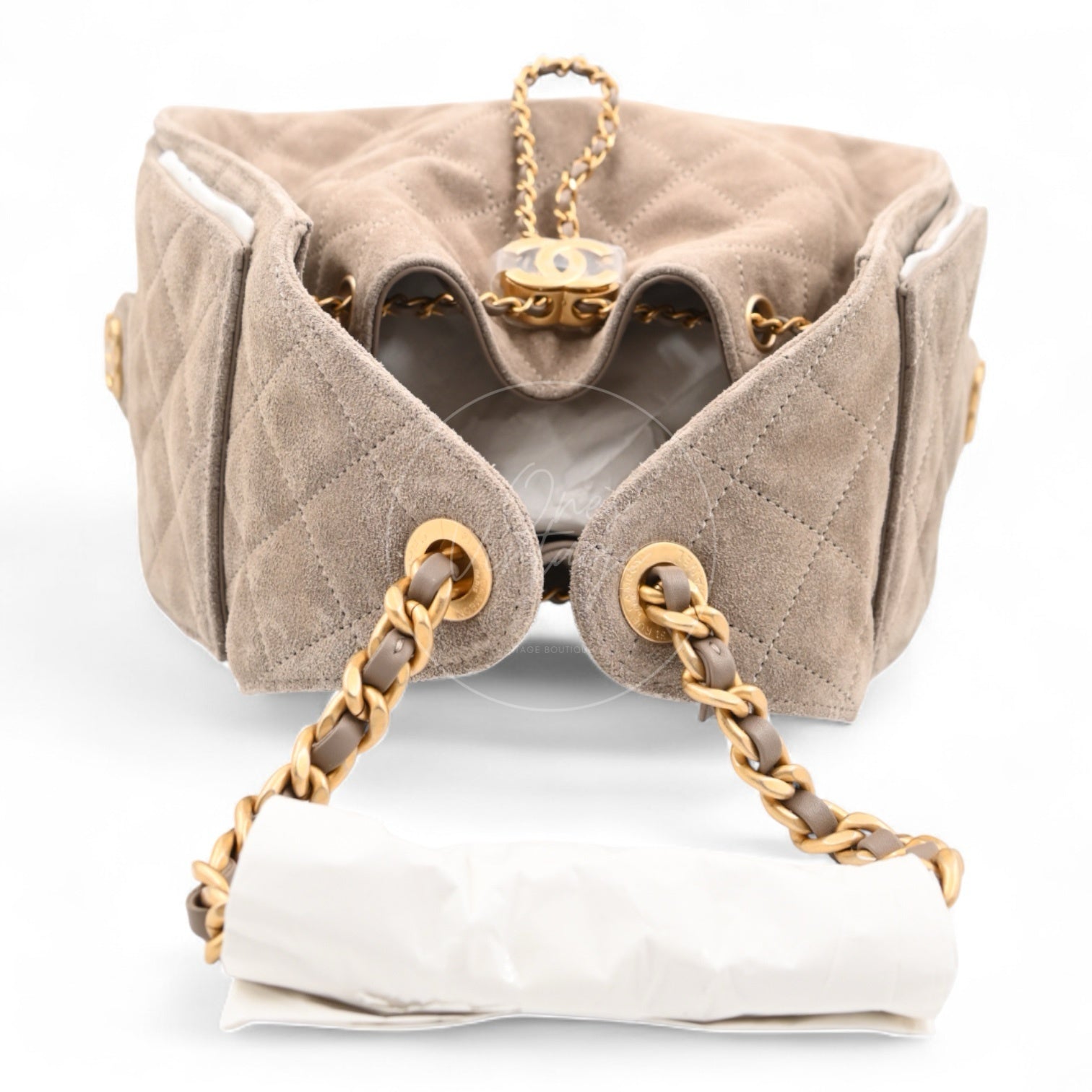 [Unused] Chanel 25 Bag Small Gray Suede GHW