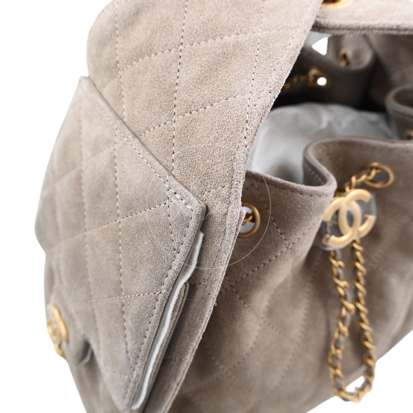 [Unused] Chanel 25 Bag Small Gray Suede GHW