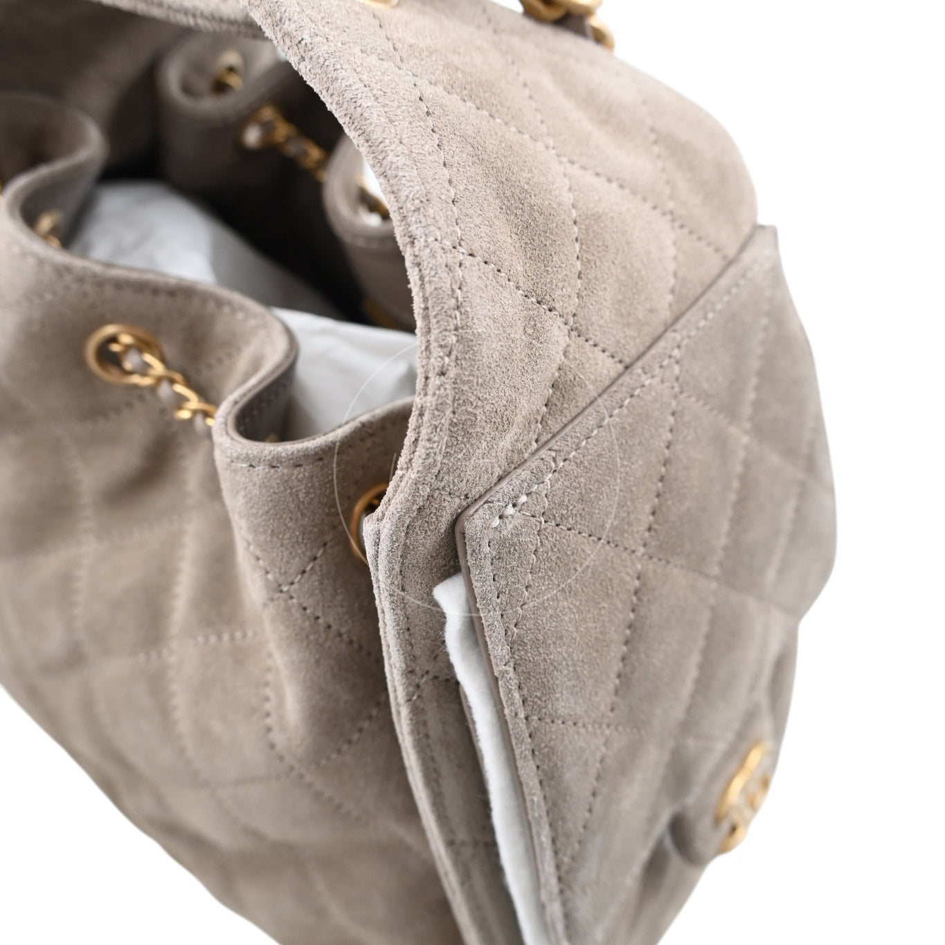 [Unused] Chanel 25 Bag Small Gray Suede GHW