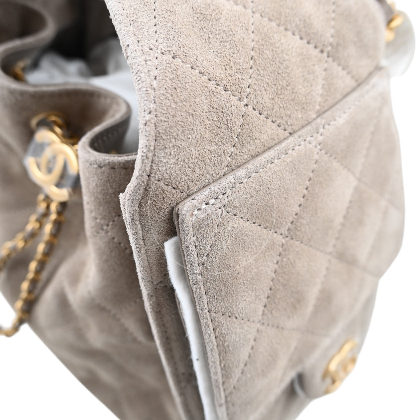 [Unused] Chanel 25 Bag Small Gray Suede GHW