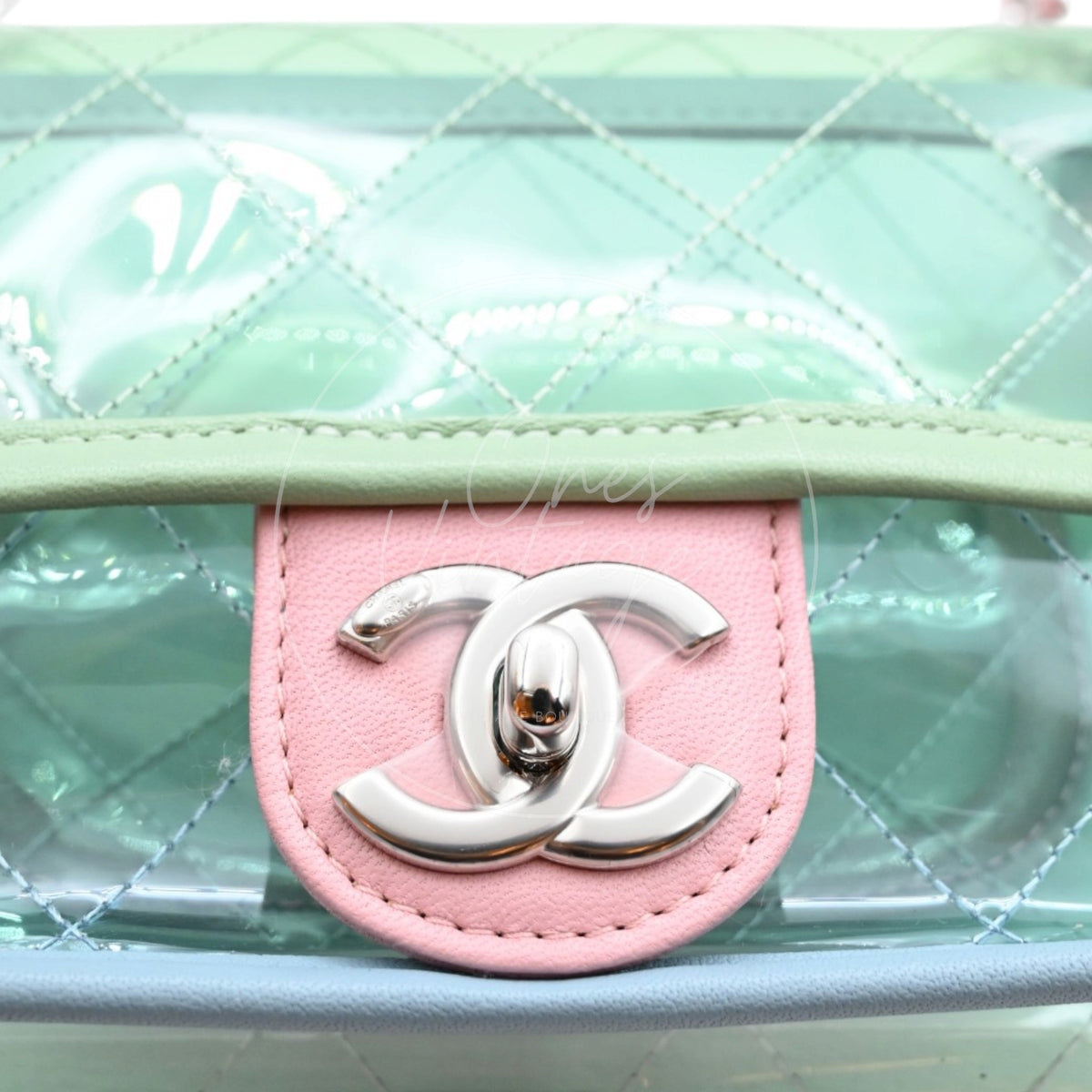 Chanel Coco Splash PVC Flap Bag SHW Blue Green Pink  Series 25