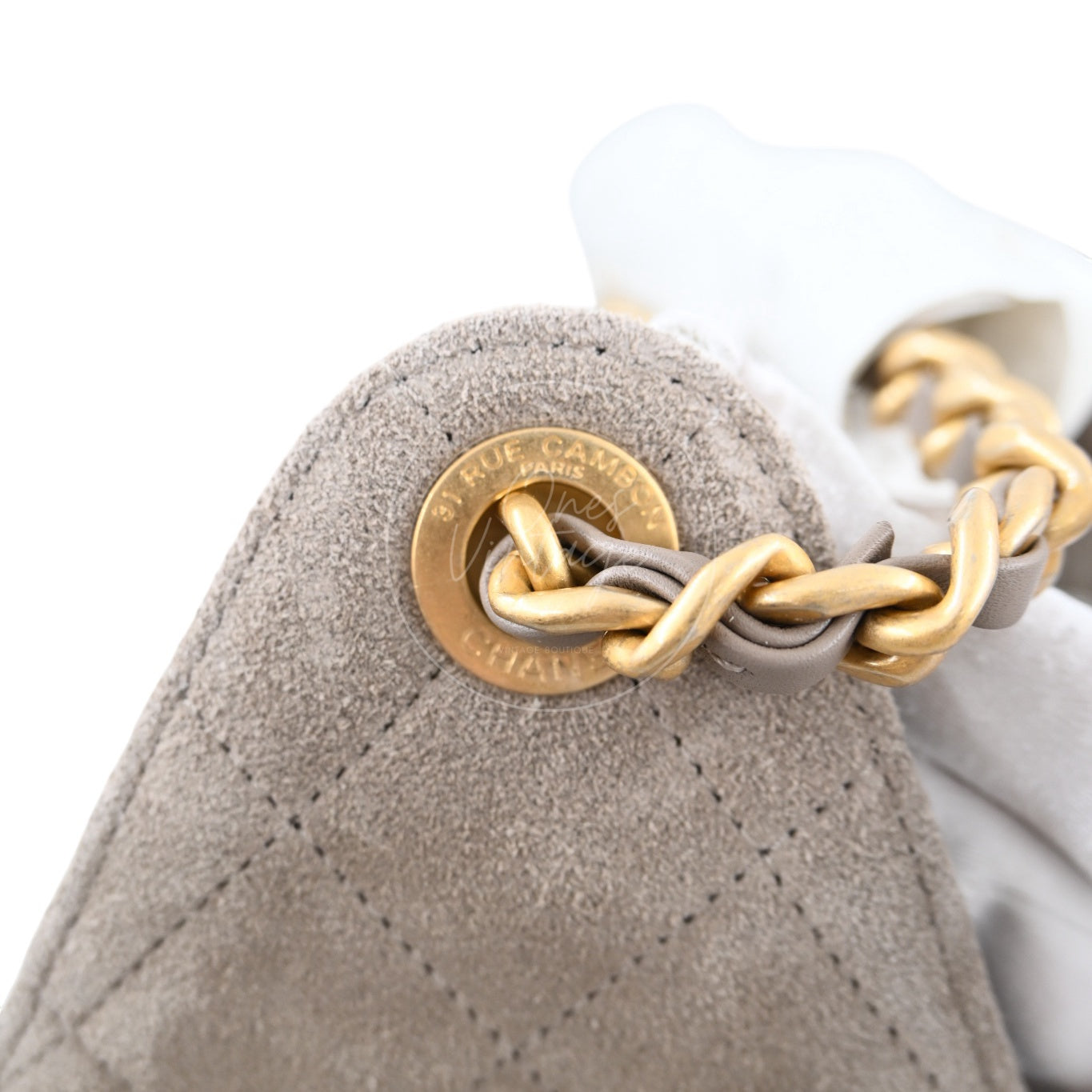 [Unused] Chanel 25 Bag Small Gray Suede GHW