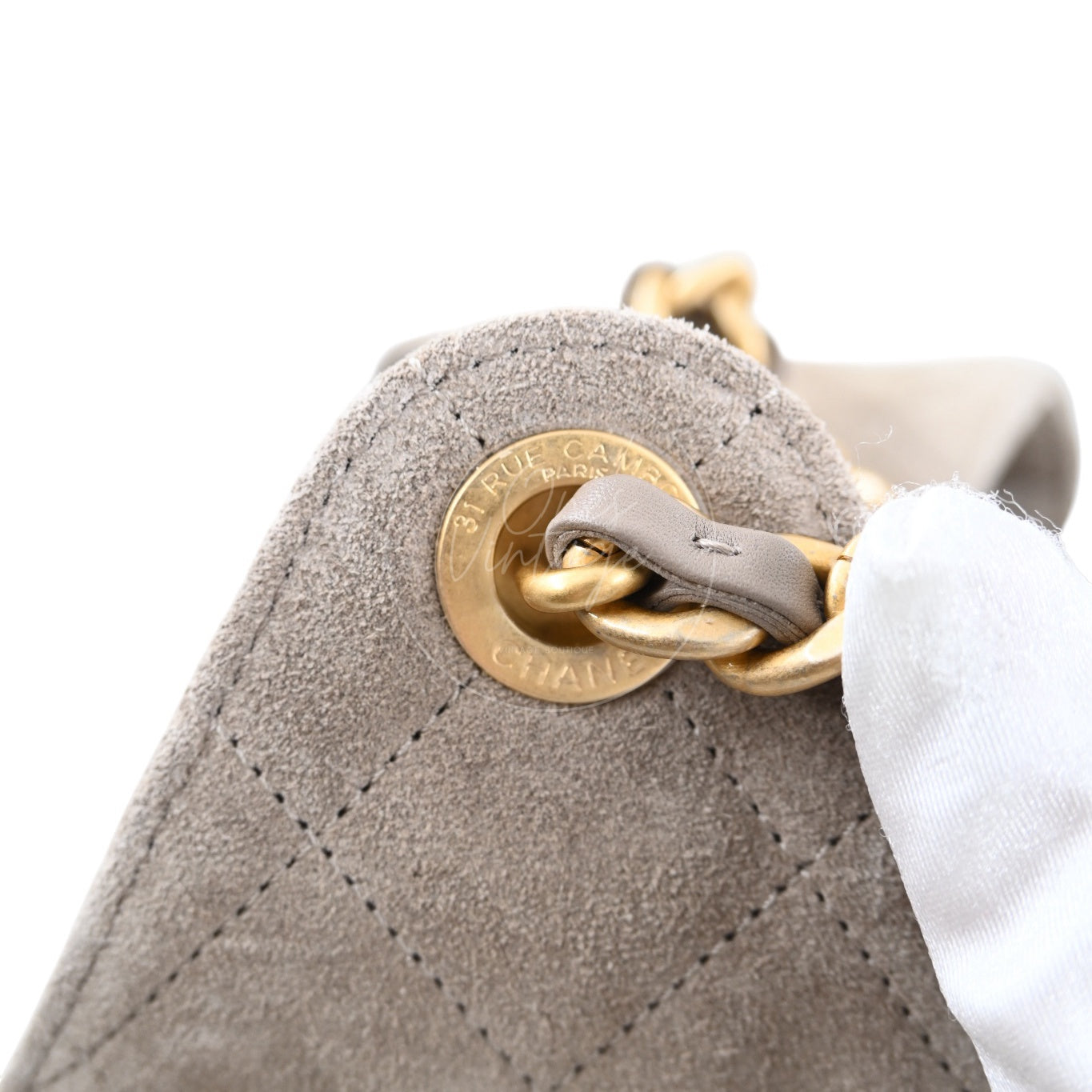 [Unused] Chanel 25 Bag Small Gray Suede GHW