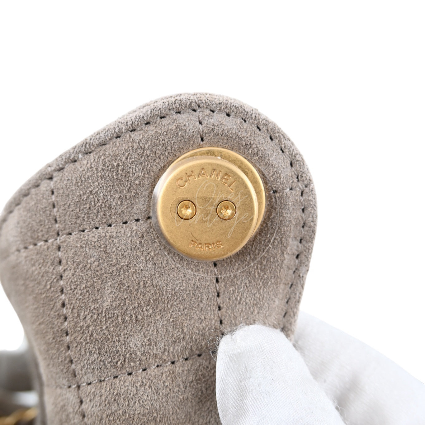 [Unused] Chanel 25 Bag Small Gray Suede GHW