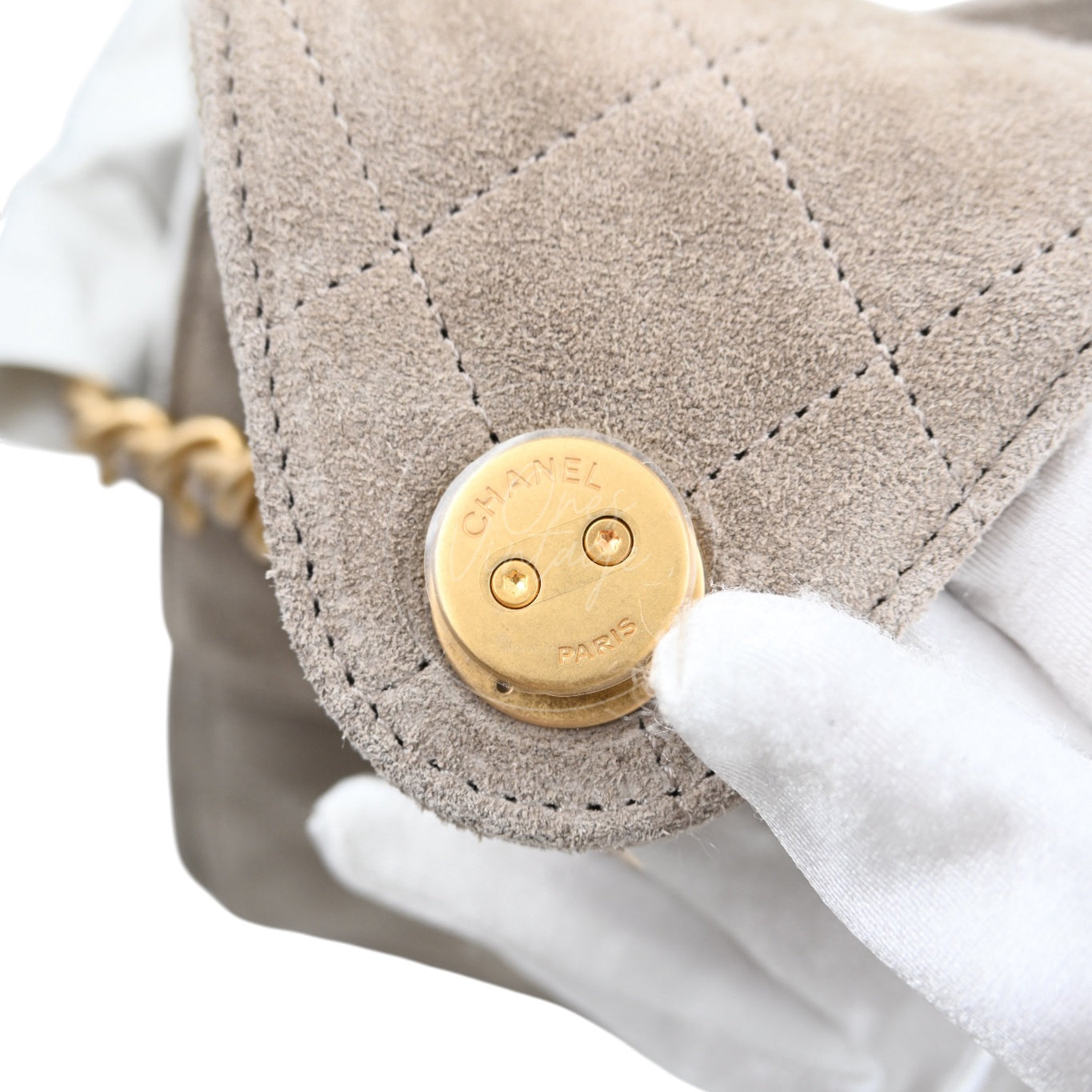 [Unused] Chanel 25 Bag Small Gray Suede GHW