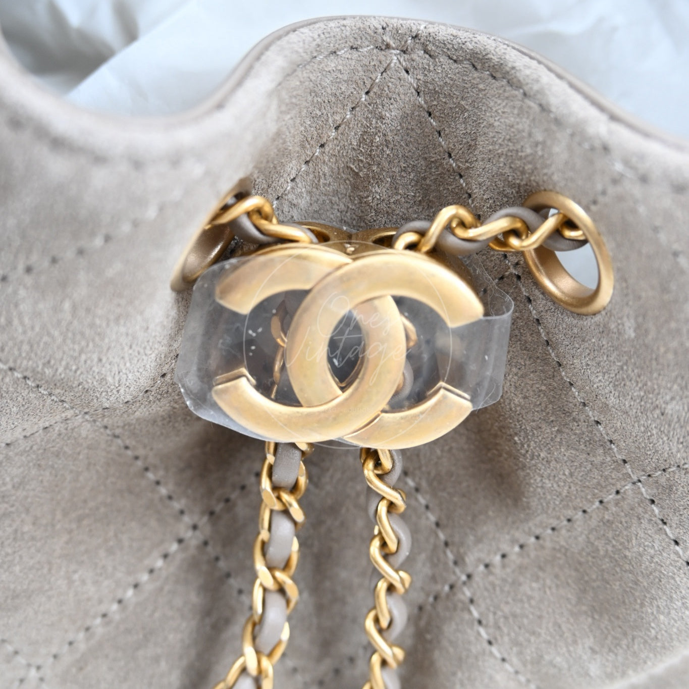 [Unused] Chanel 25 Bag Small Gray Suede GHW