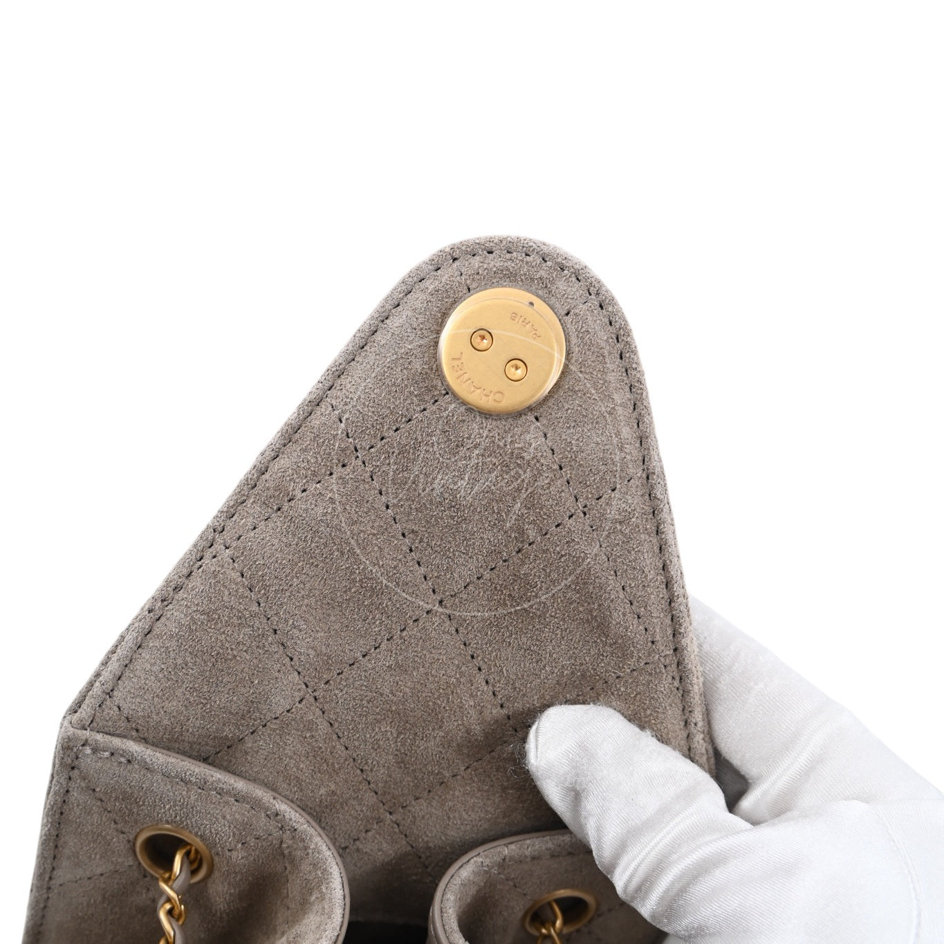 [Unused] Chanel 25 Bag Small Gray Suede GHW