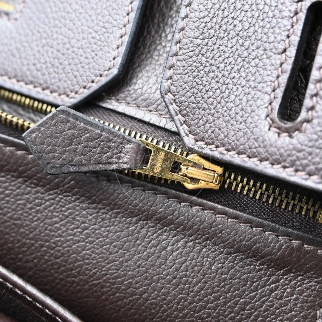 Herme Birkin 30 Grizzly Suede HandBag GHW Brown Square P