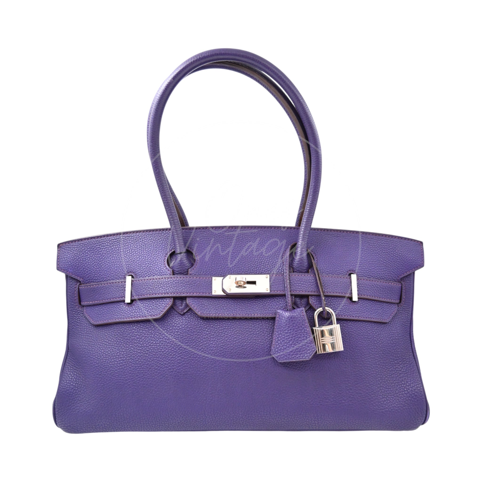 [Pre-owned] Hermes Birkin Shoulder Purple Togo PHW Stamp Square N
