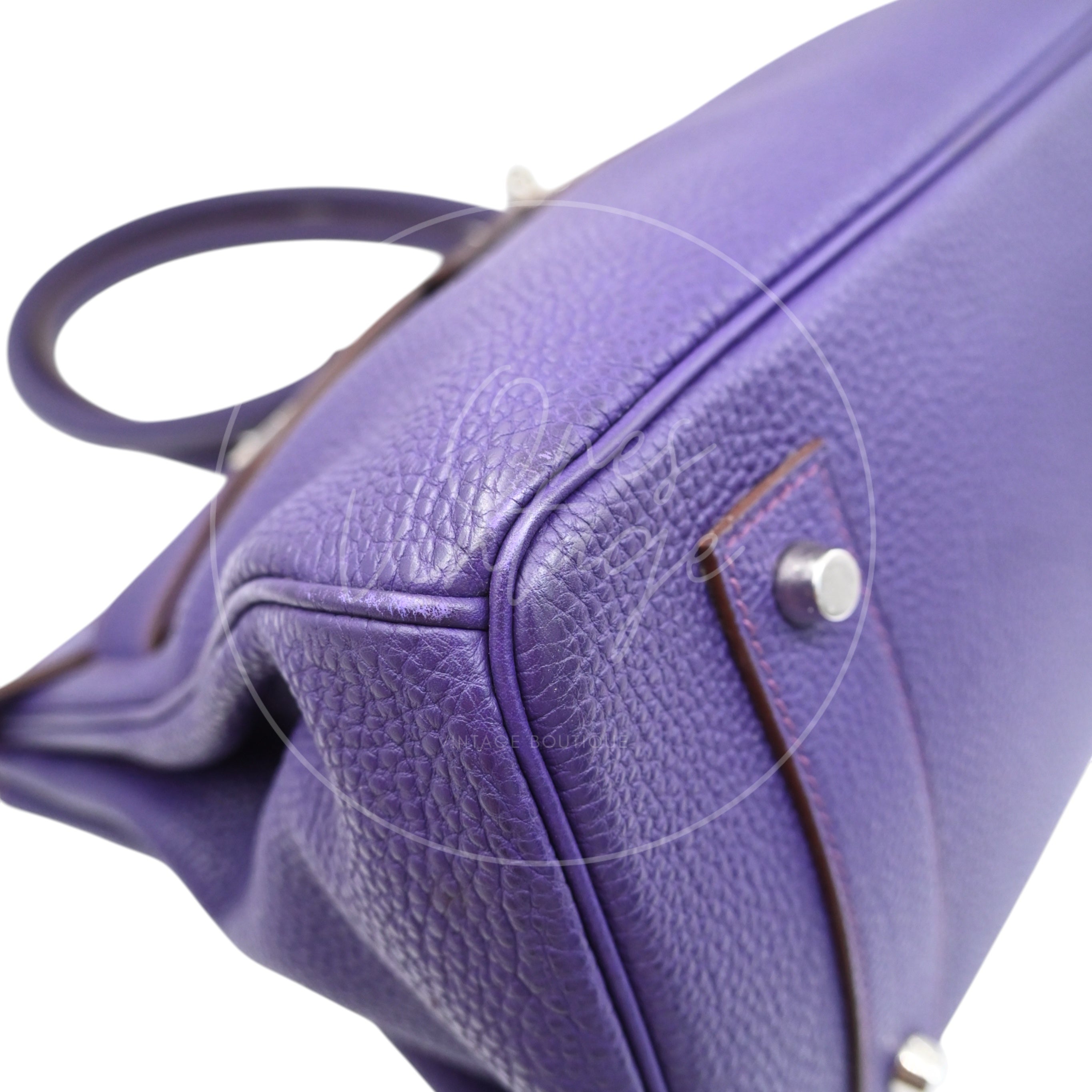 [Pre-owned] Hermes Birkin Shoulder Purple Togo PHW Stamp Square N