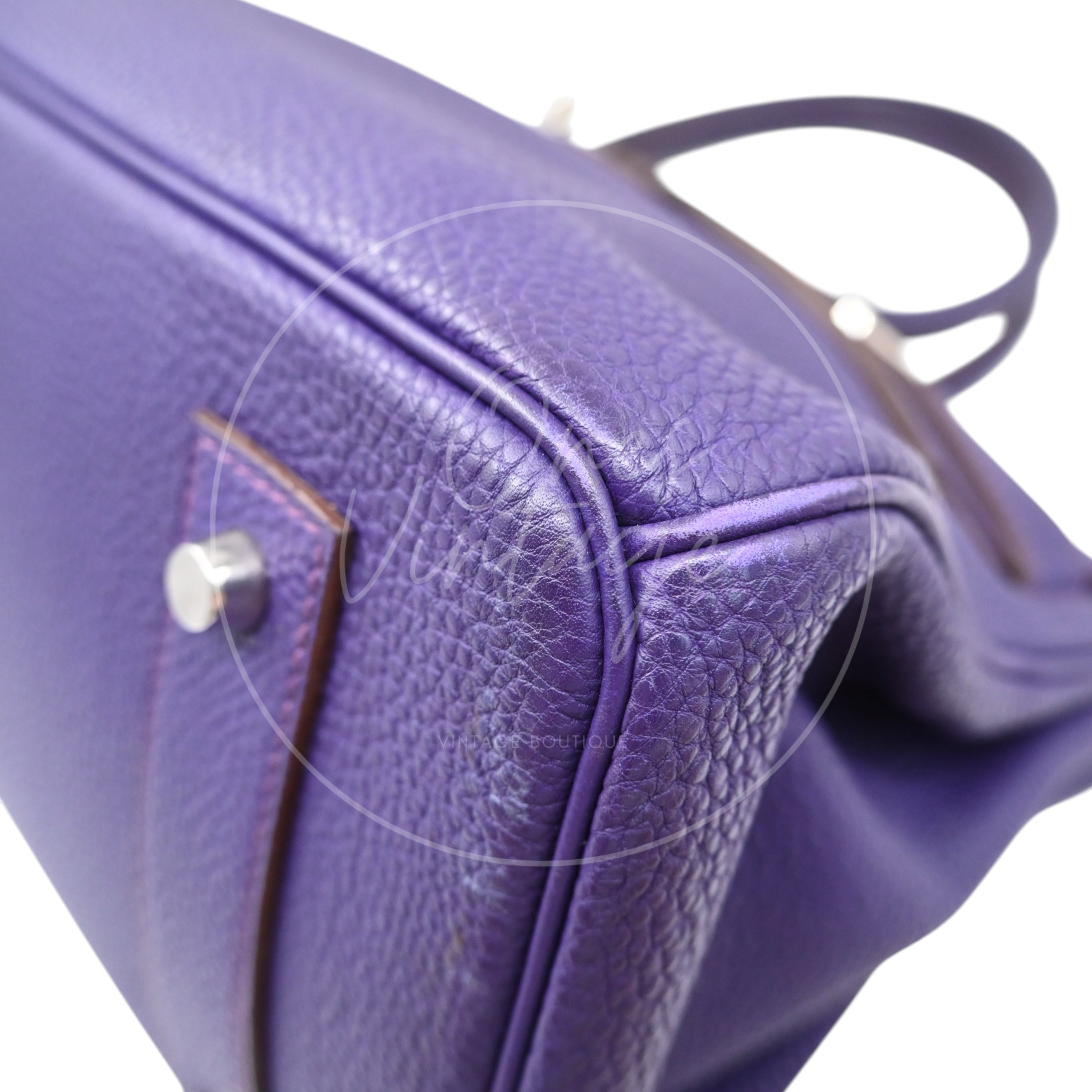 [Pre-owned] Hermes Birkin Shoulder Purple Togo PHW Stamp Square N