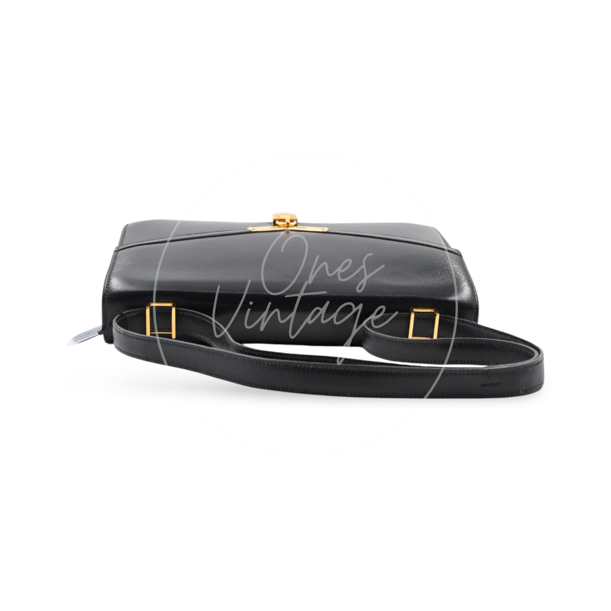 [Pre-owned] Hermes Cadena Lock Shoulder Bag Black Box GHW