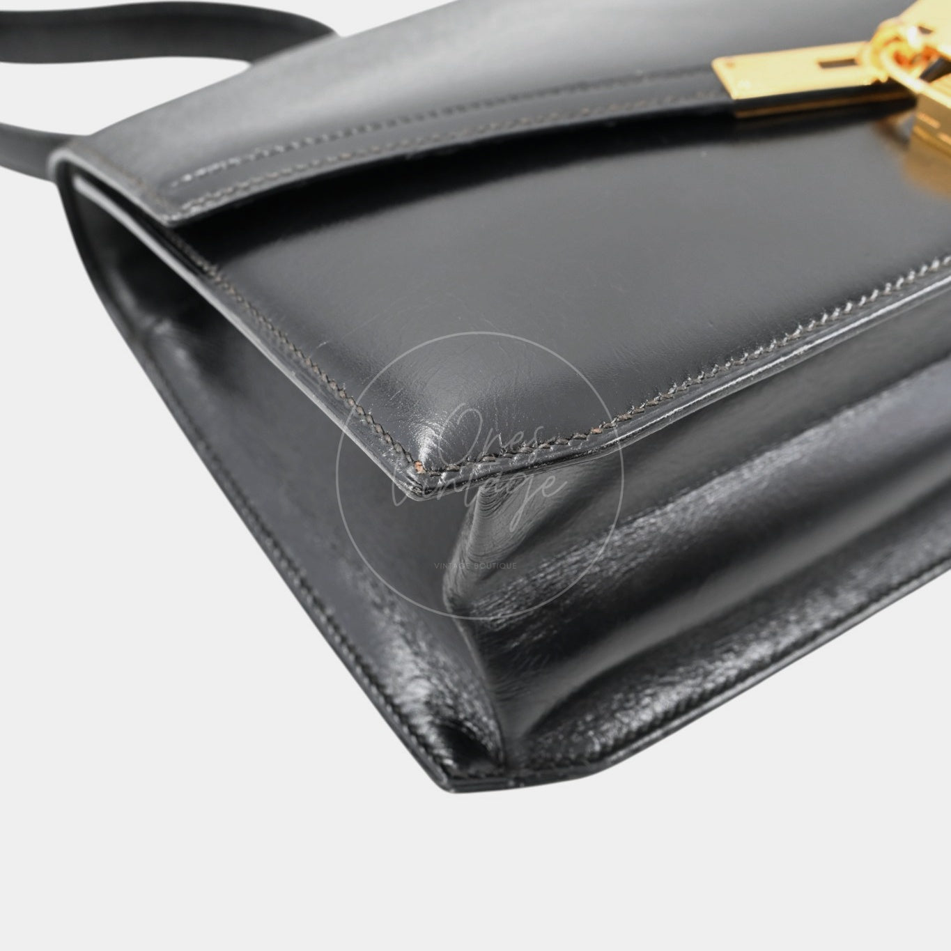 [Pre-owned] Hermes Cadena Lock Shoulder Bag Black Box GHW