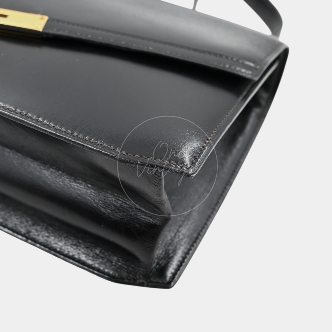 [Pre-owned] Hermes Cadena Lock Shoulder Bag Black Box GHW