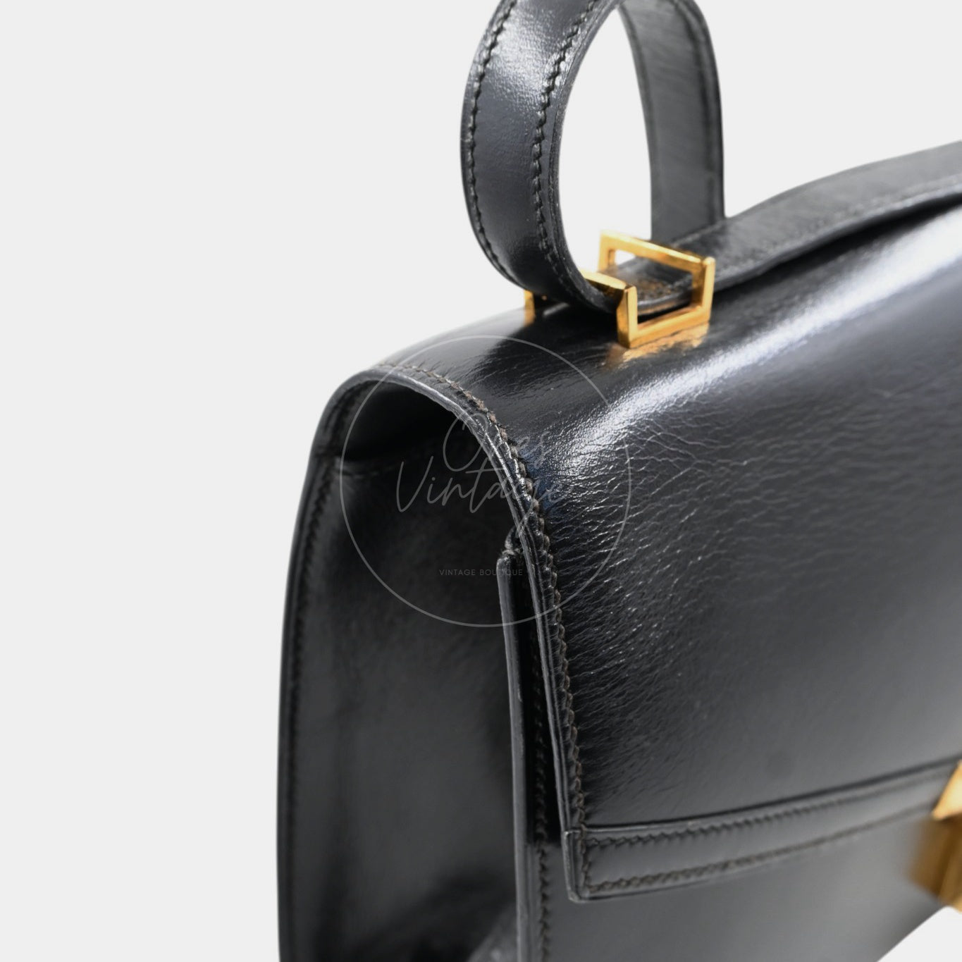 [Pre-owned] Hermes Cadena Lock Shoulder Bag Black Box GHW