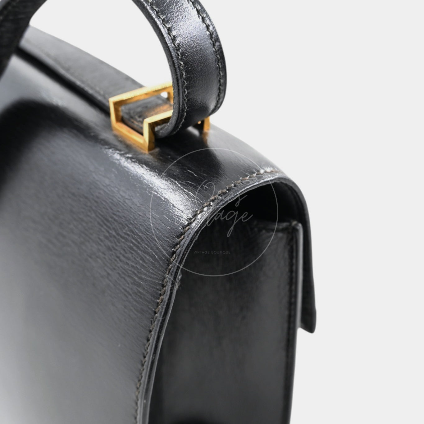 [Pre-owned] Hermes Cadena Lock Shoulder Bag Black Box GHW