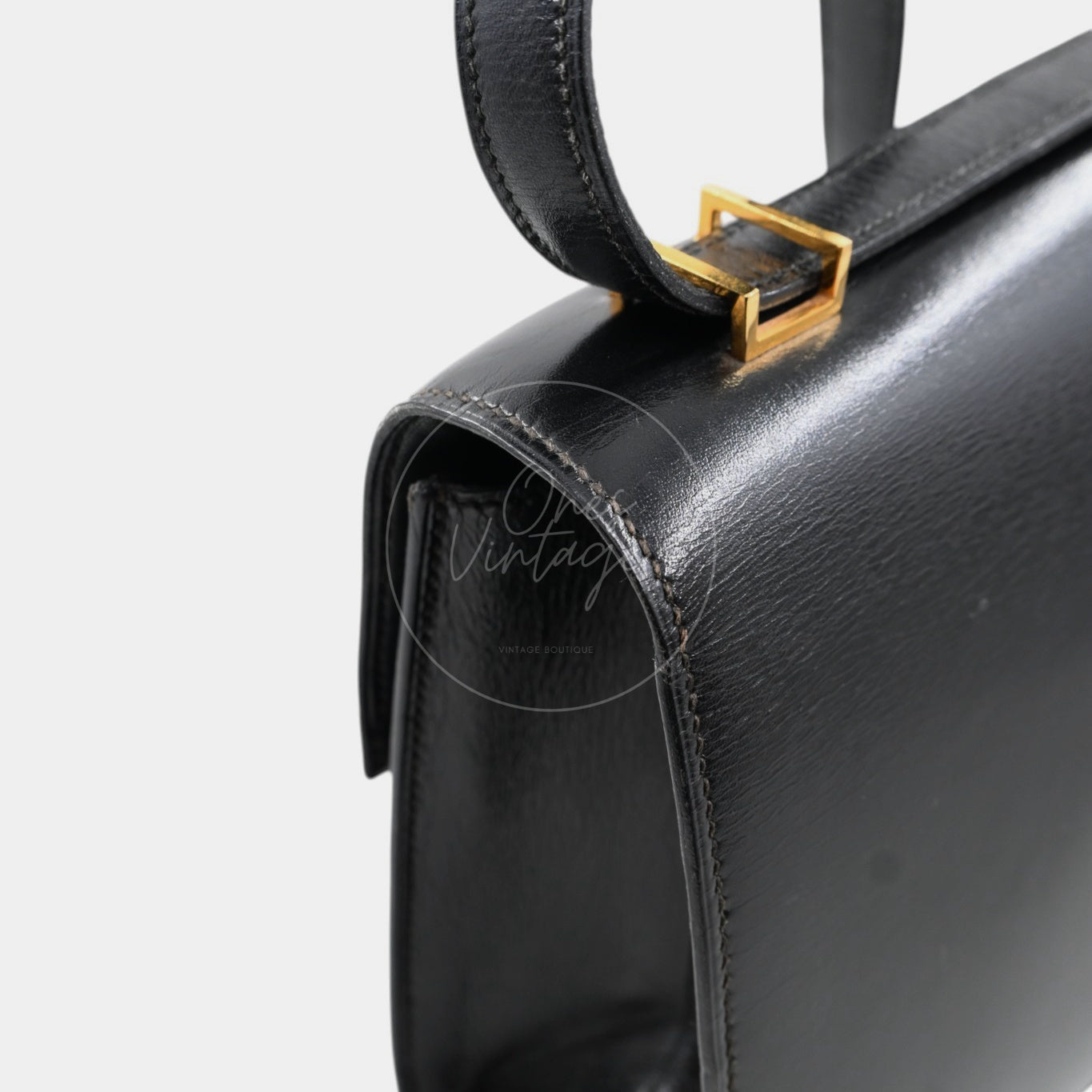 [Pre-owned] Hermes Cadena Lock Shoulder Bag Black Box GHW