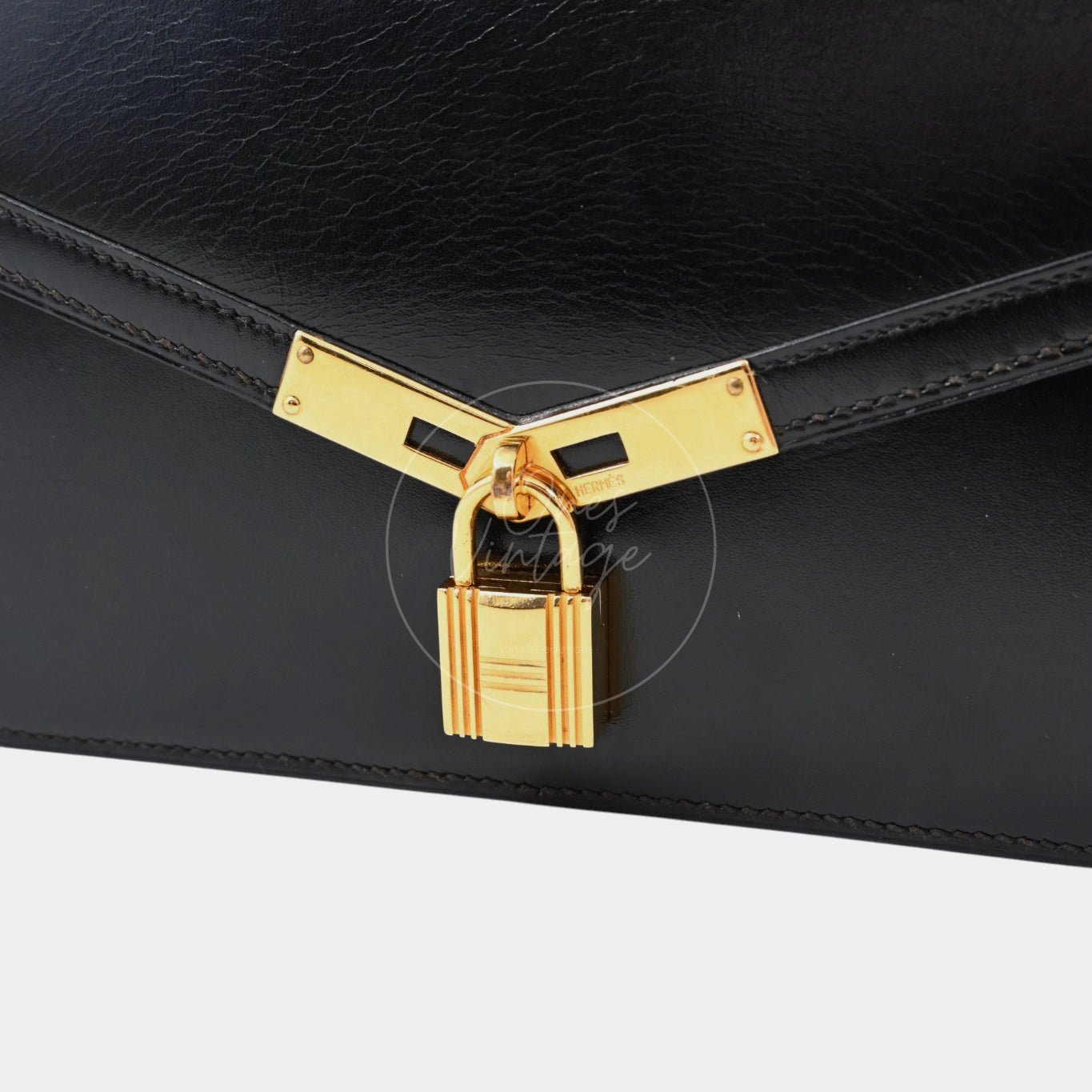 [Pre-owned] Hermes Cadena Lock Shoulder Bag Black Box GHW