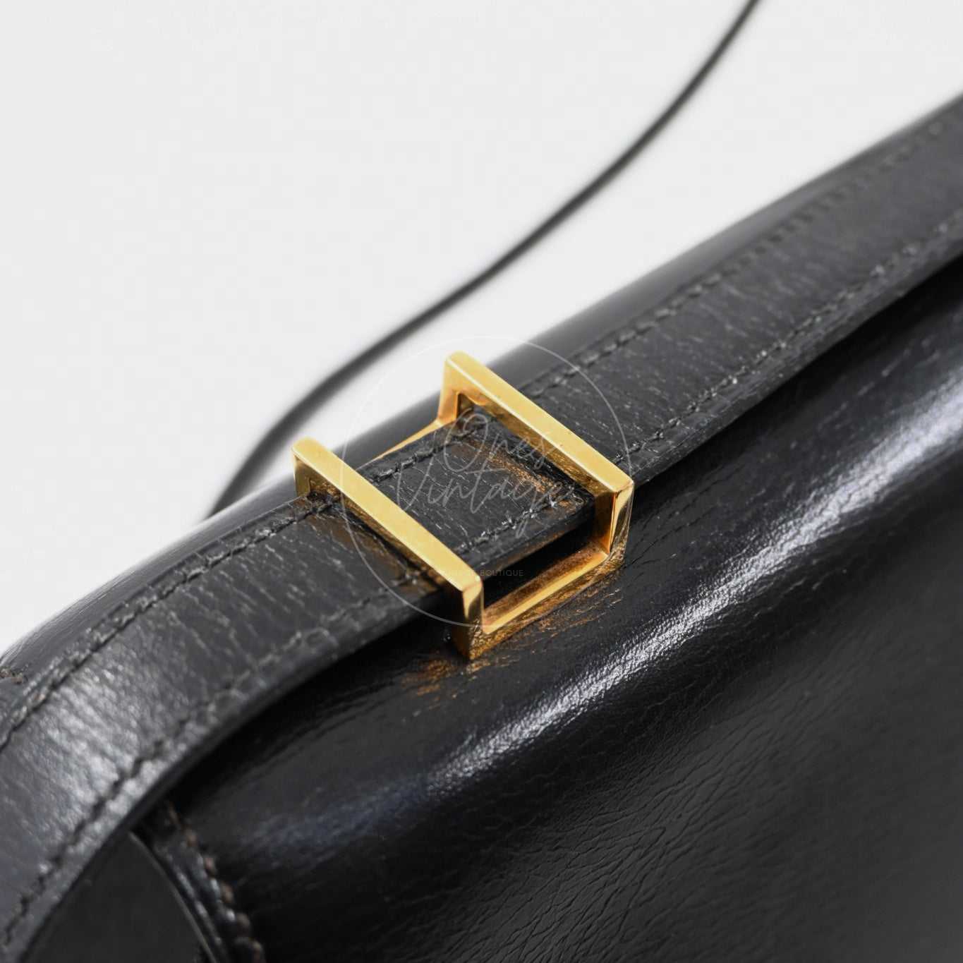 [Pre-owned] Hermes Cadena Lock Shoulder Bag Black Box GHW