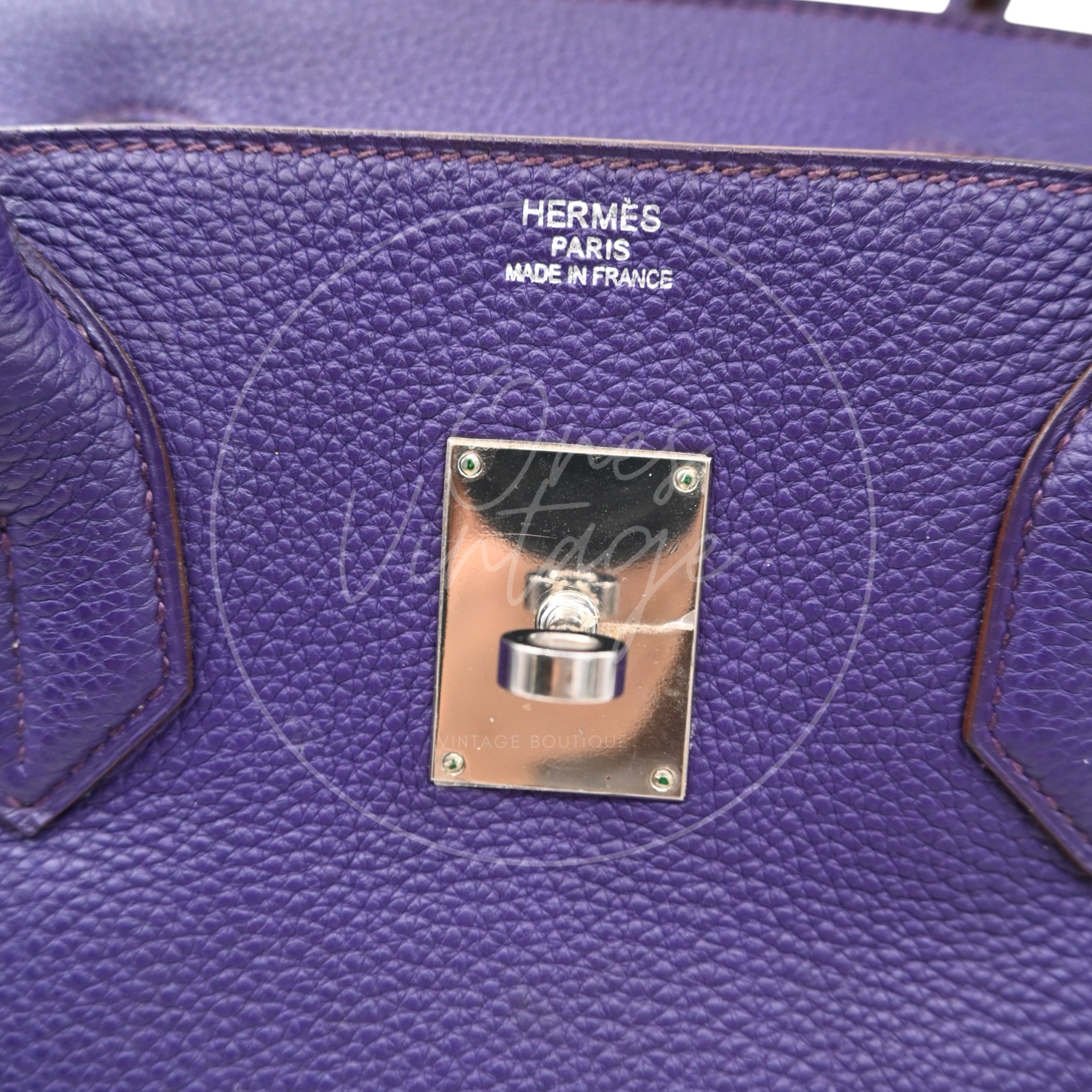 [Pre-owned] Hermes Birkin Shoulder Purple Togo PHW Stamp Square N