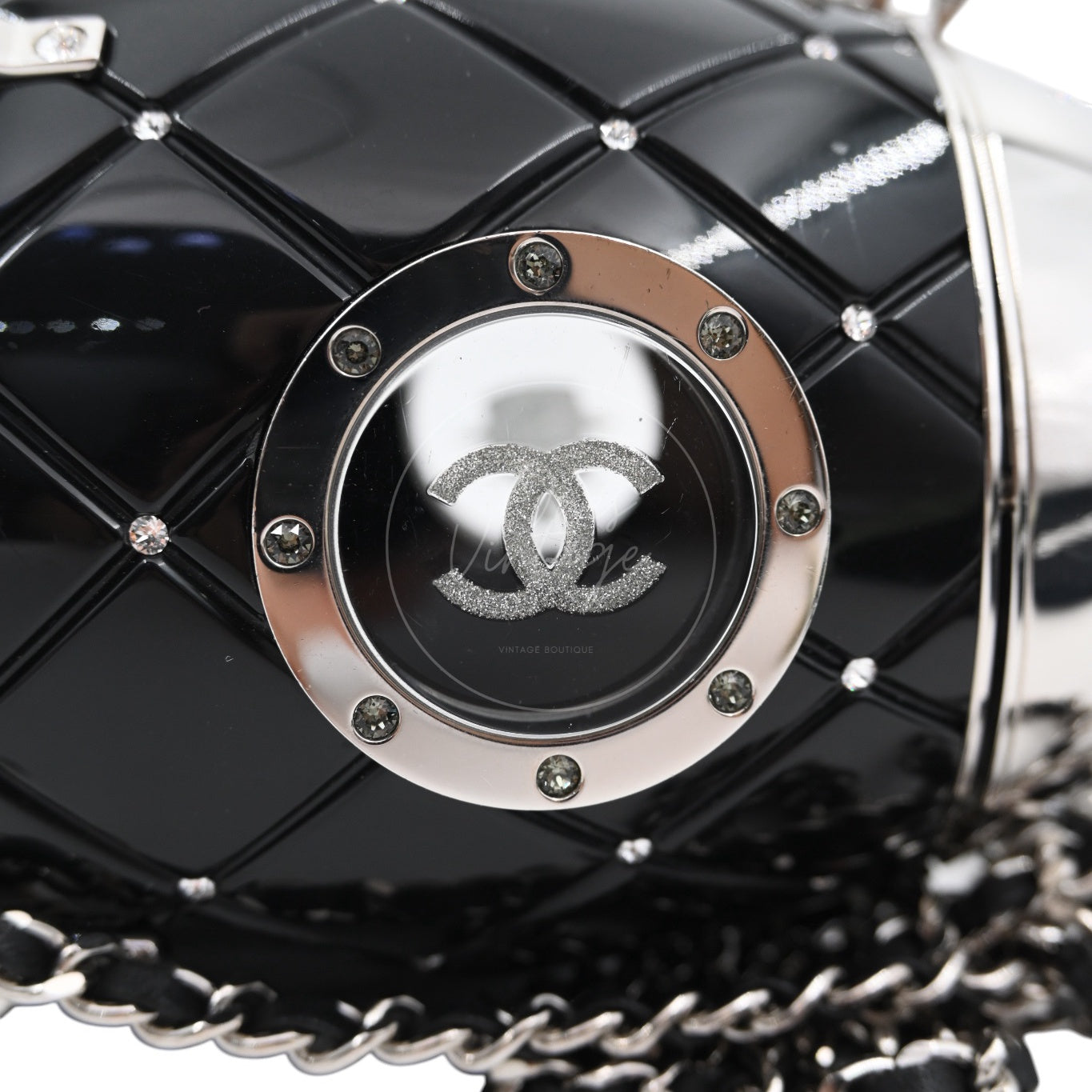 [Pre-owned] Chanel Plexiglass Crystal Rocket Ship Black Evening Bag