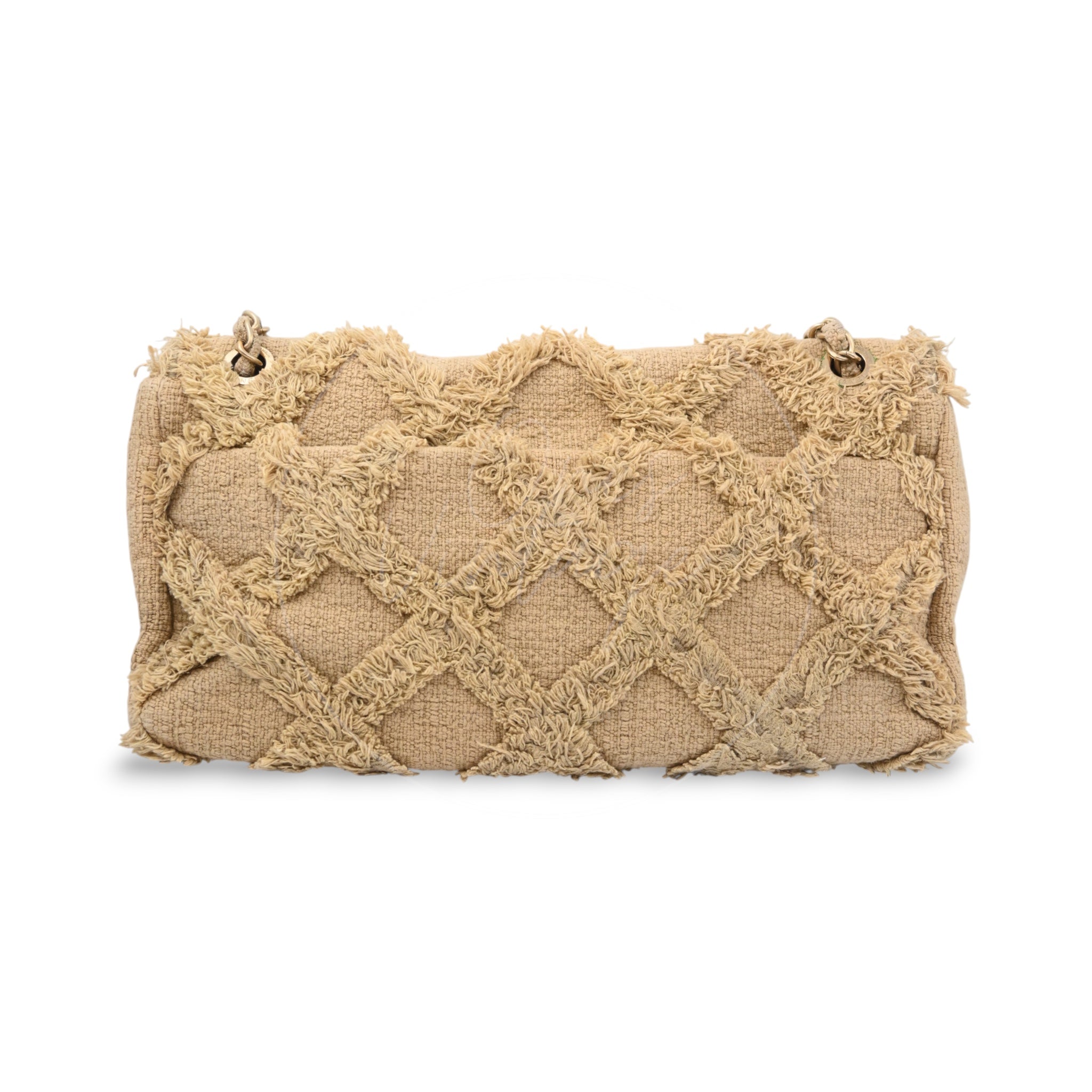 [Pre-owned] Chanel Maxi Beige Tweed Flap Bag