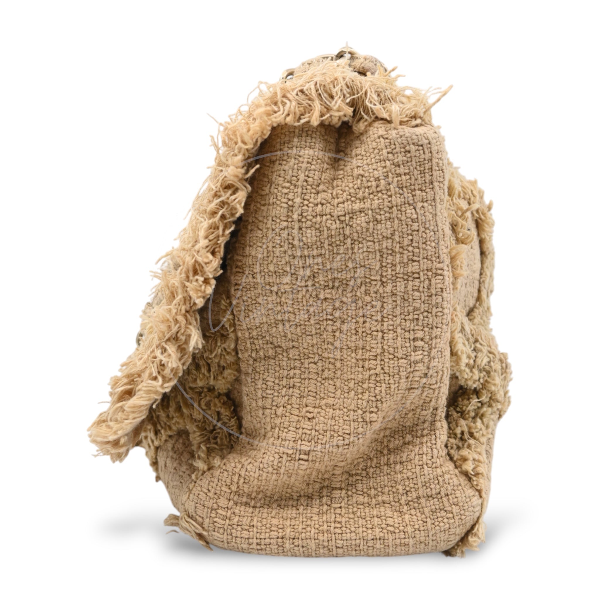 [Pre-owned] Chanel Maxi Beige Tweed Flap Bag