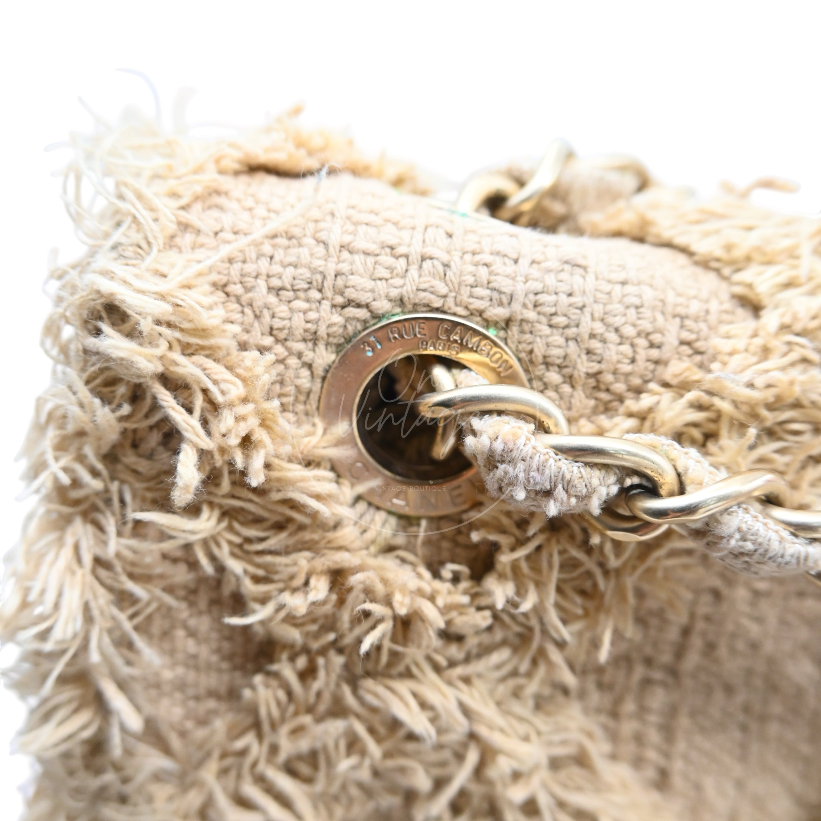 [Pre-owned] Chanel Maxi Beige Tweed Flap Bag