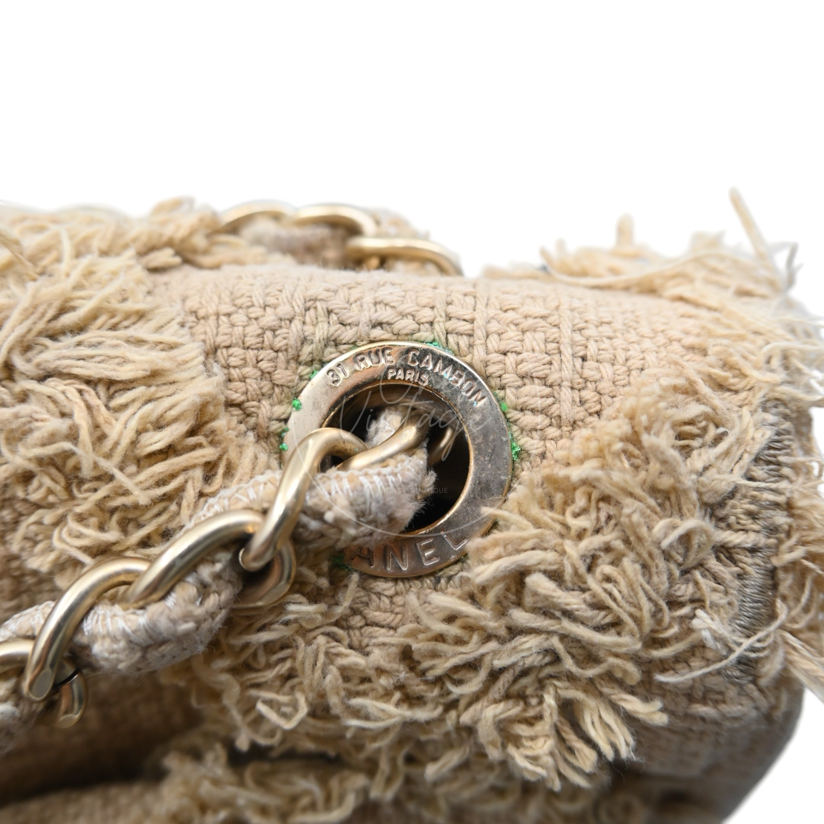 [Pre-owned] Chanel Maxi Beige Tweed Flap Bag