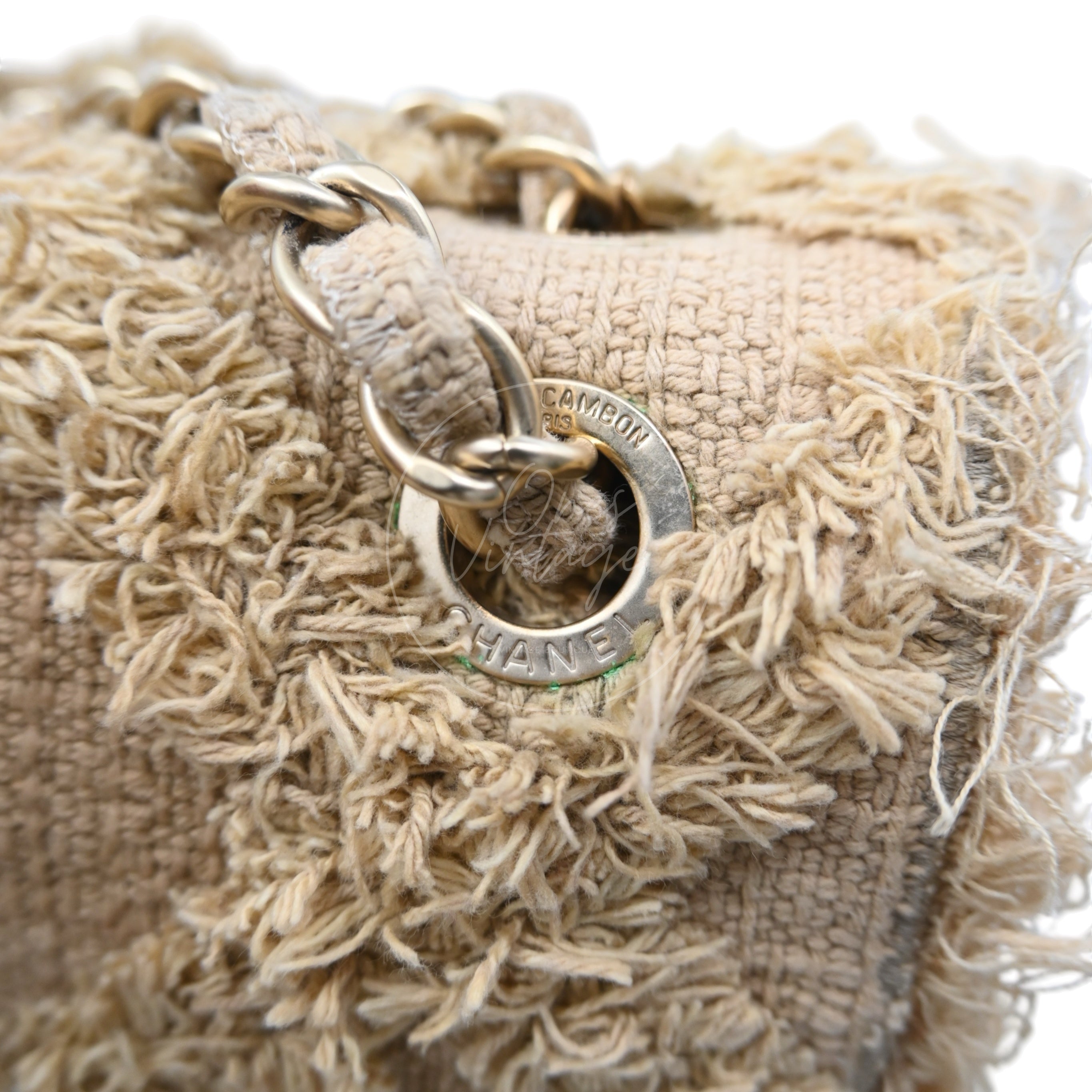 [Pre-owned] Chanel Maxi Beige Tweed Flap Bag