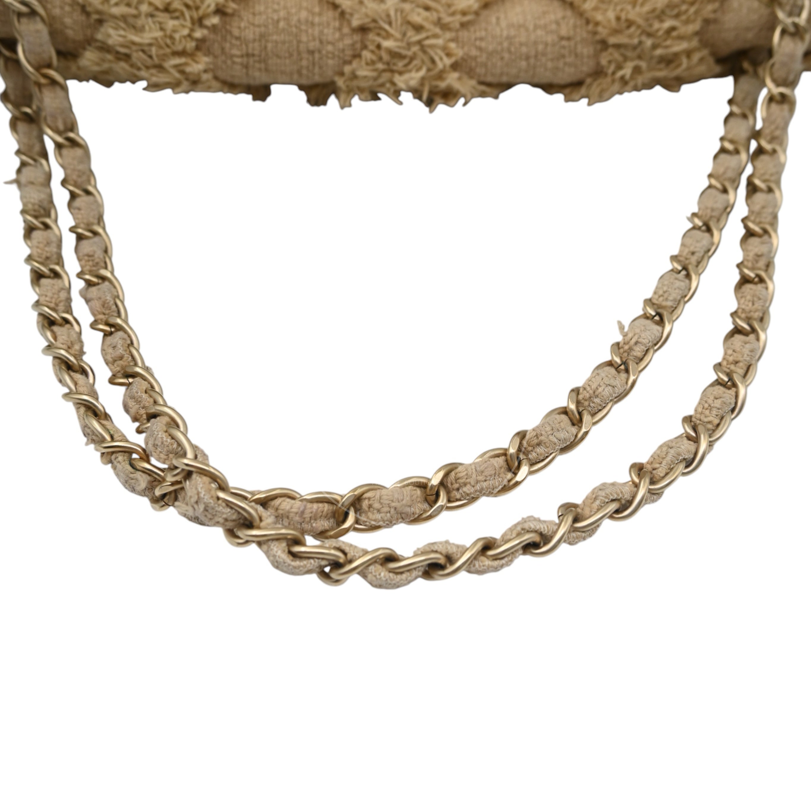 [Pre-owned] Chanel Maxi Beige Tweed Flap Bag