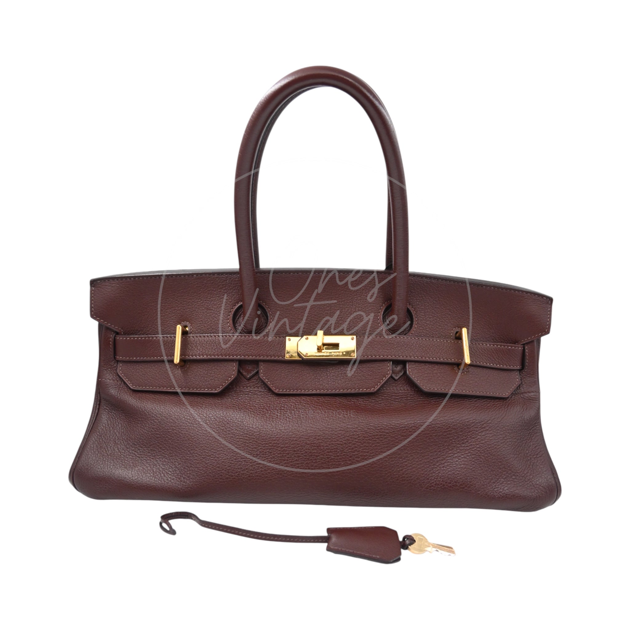 [Pre-owned] Hermes Birkin Shoulder Chocolate Brown GHW Stamp Square H