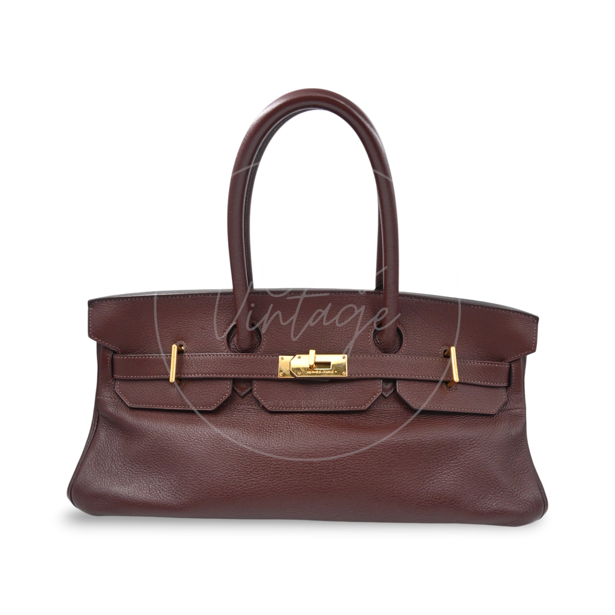 [Pre-owned] Hermes Birkin Shoulder Chocolate Brown GHW Stamp Square H