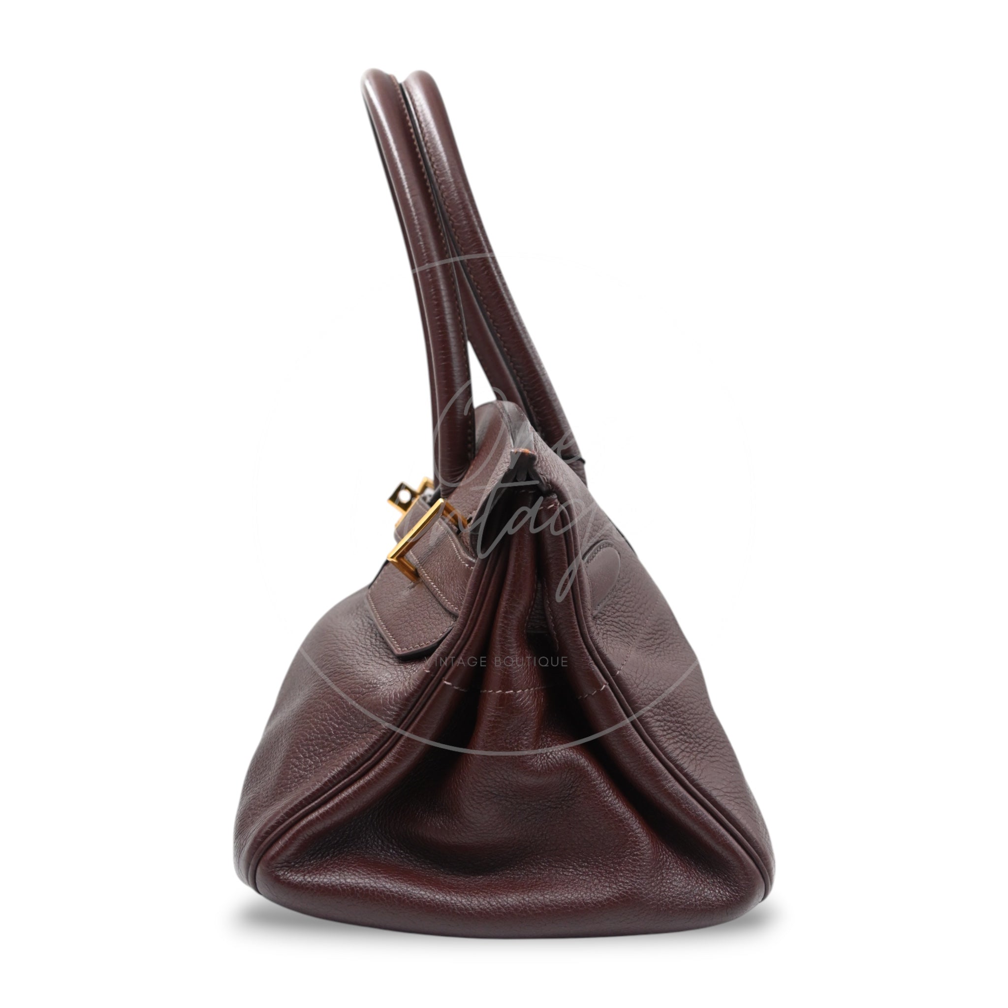 [Pre-owned] Hermes Birkin Shoulder Chocolate Brown GHW Stamp Square H