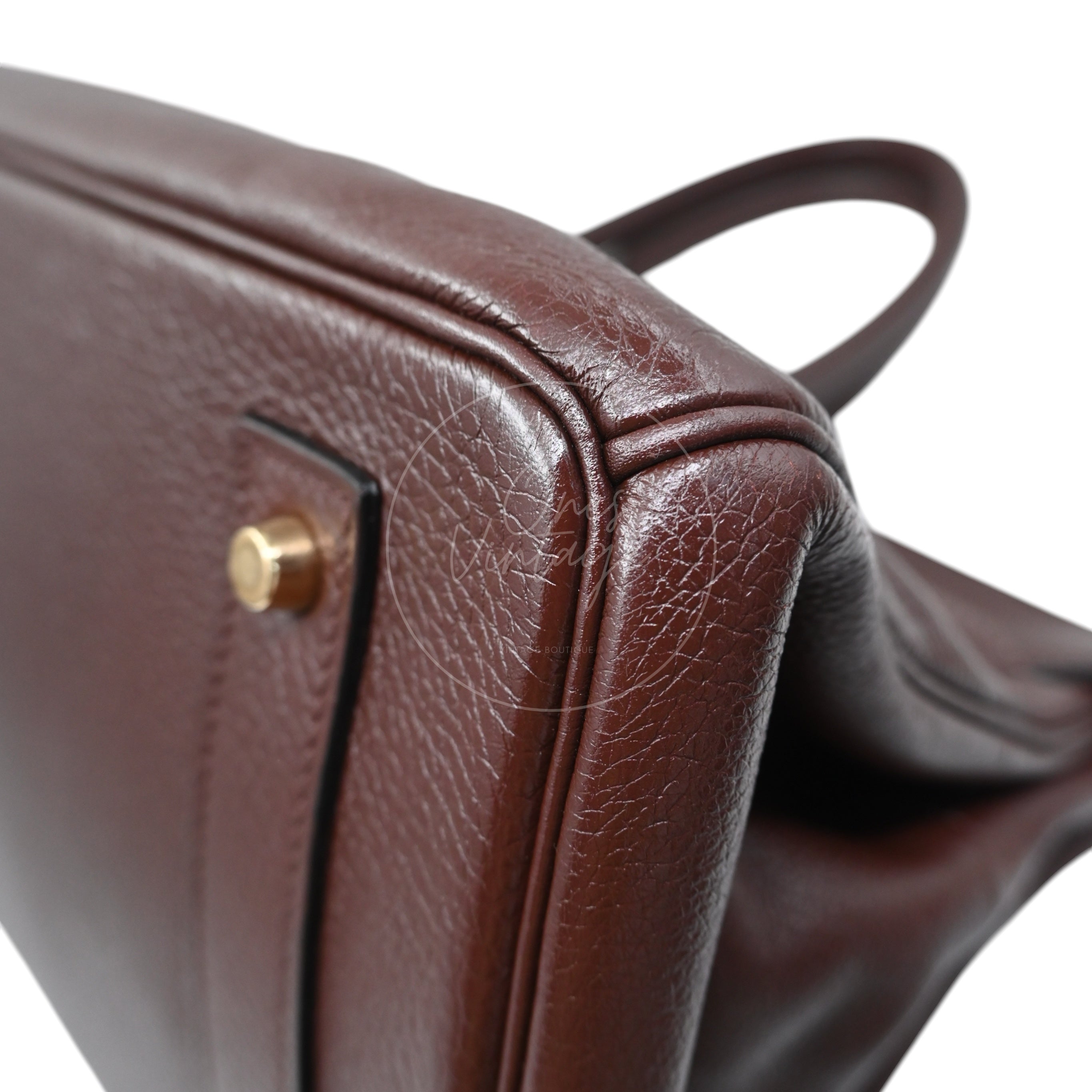 [Pre-owned] Hermes Birkin Shoulder Chocolate Brown GHW Stamp Square H