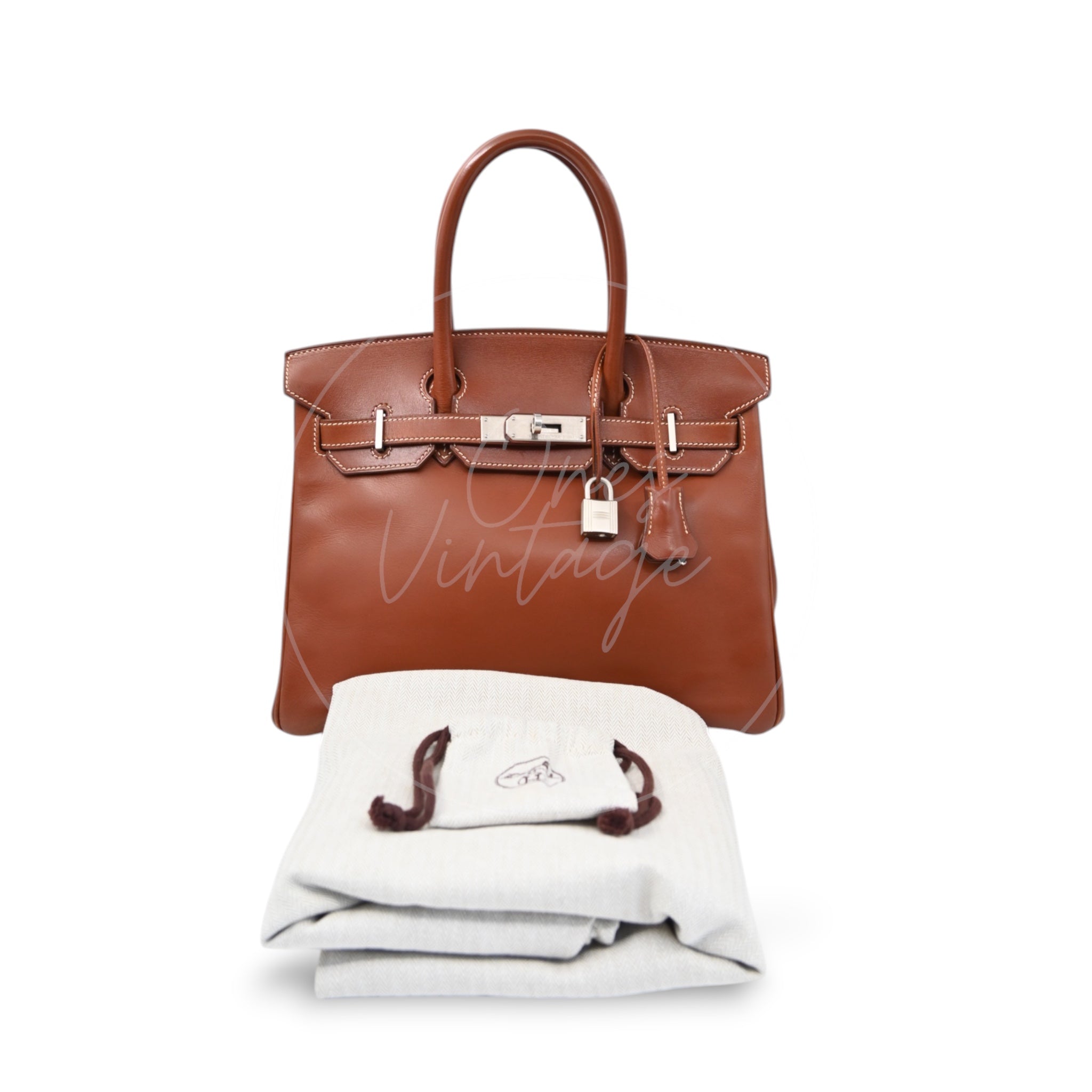 [Pre-owned] Hermes Birkin 30 Gold Fauve Barenia PHW Stamp Square G