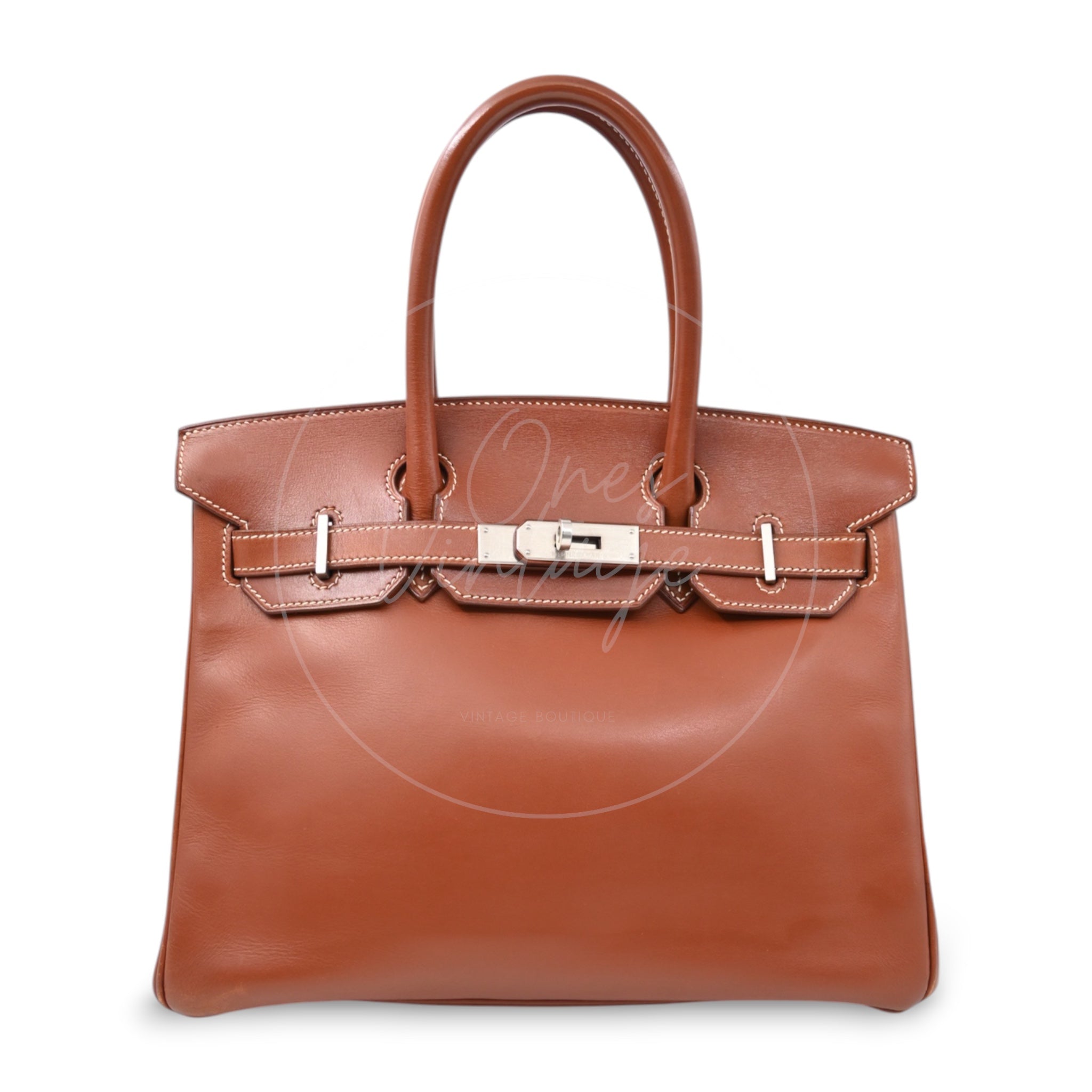 [Pre-owned] Hermes Birkin 30 Gold Fauve Barenia PHW Stamp Square G