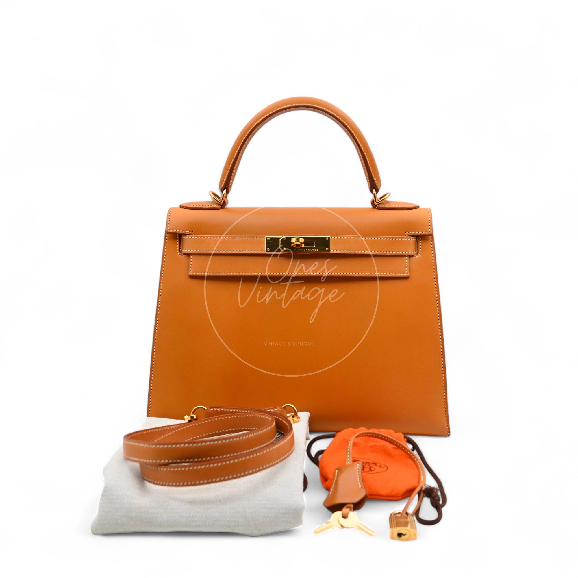[Pre-owned] Hermes Kelly 28 Natural Sable Chamonix GHW Stamp Square G