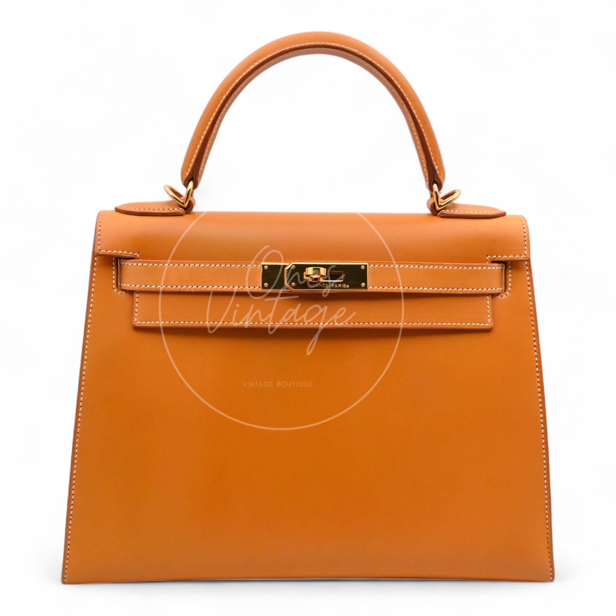 [Pre-owned] Hermes Kelly 28 Natural Sable Chamonix GHW Stamp Square G