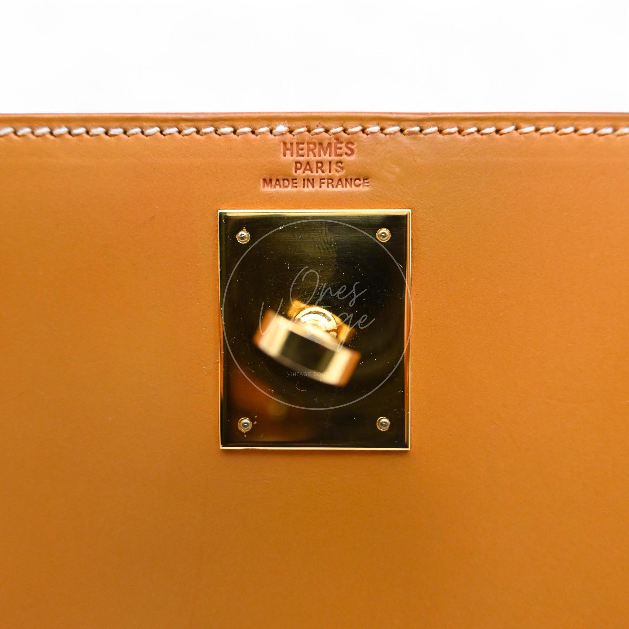 [Pre-owned] Hermes Kelly 28 Natural Sable Chamonix GHW Stamp Square G