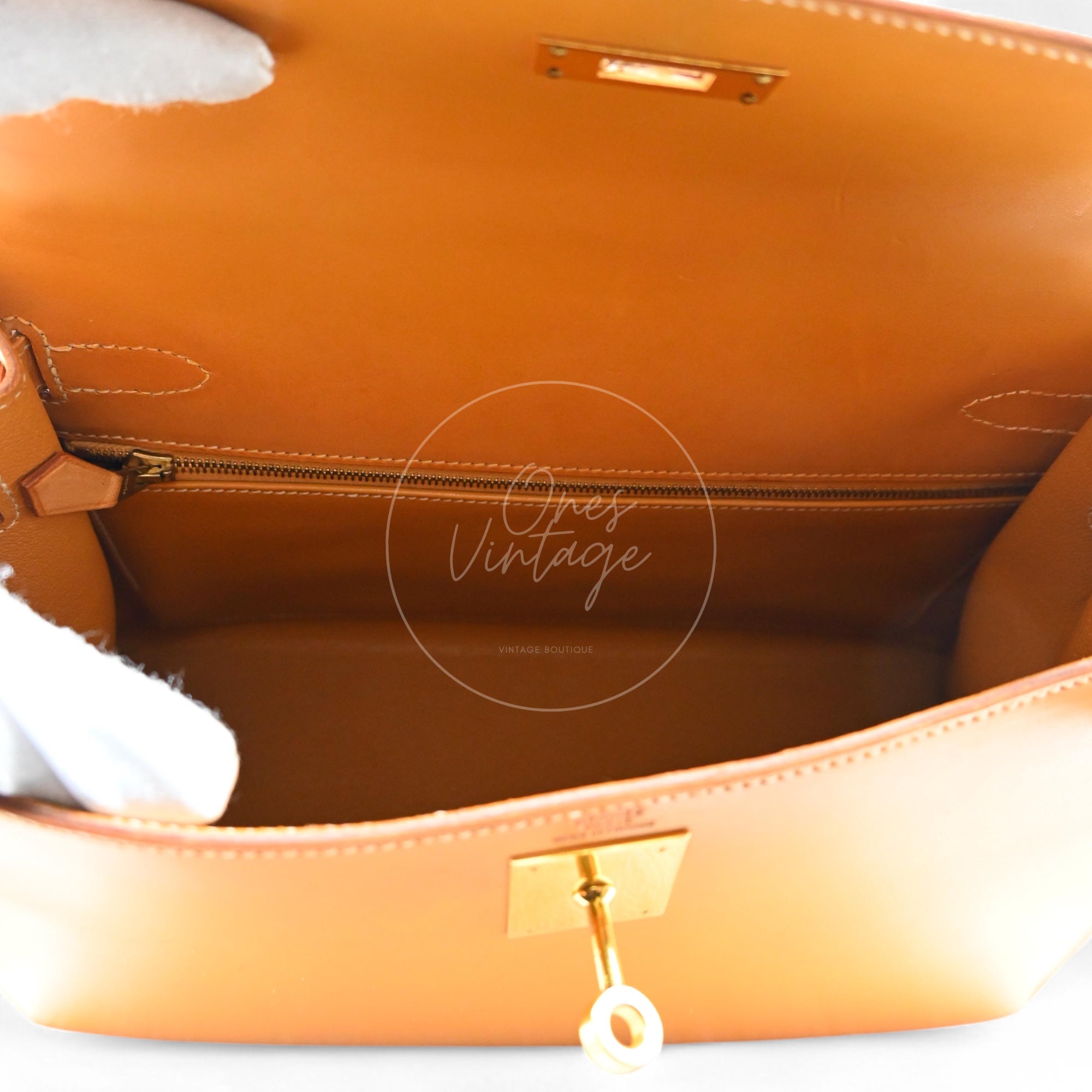 [Pre-owned] Hermes Kelly 28 Natural Sable Chamonix GHW Stamp Square G