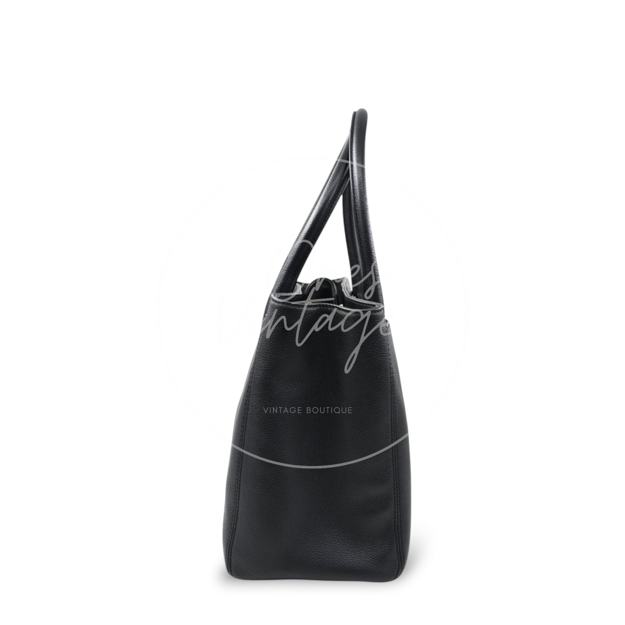 [Pre-owned] Chanel Cerf Small Black Calfskin Tote Bag GHW Series 16